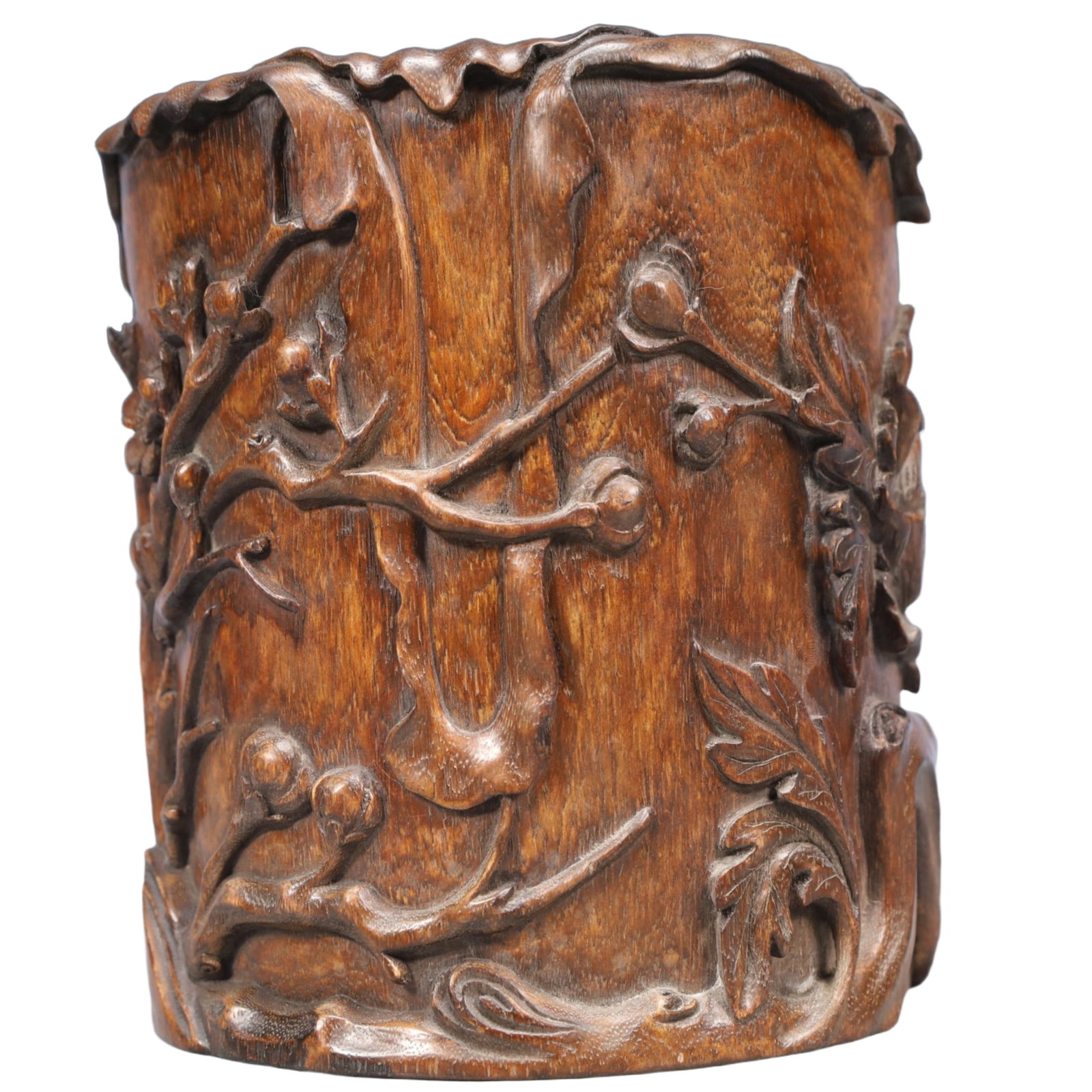 An Exquisite Eaglewood Flower Pattern Brush Pot - 4