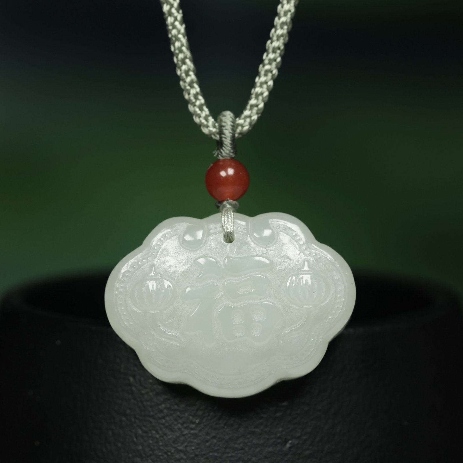 An Exquisite White Jade Fu-Character Pattern Pendant
