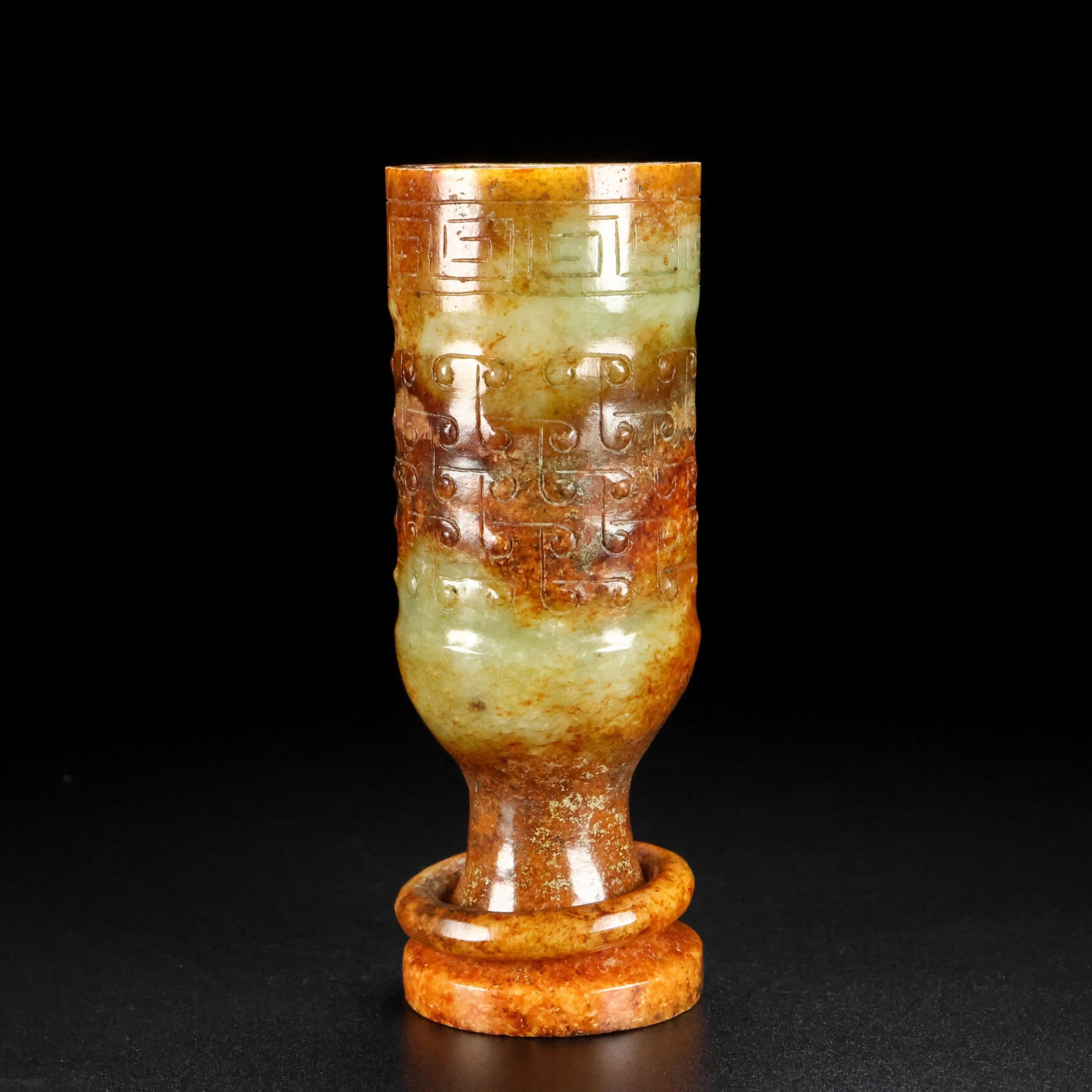 An Exquisite White Jade Auspicious Cloud Pattern Goblet - 8