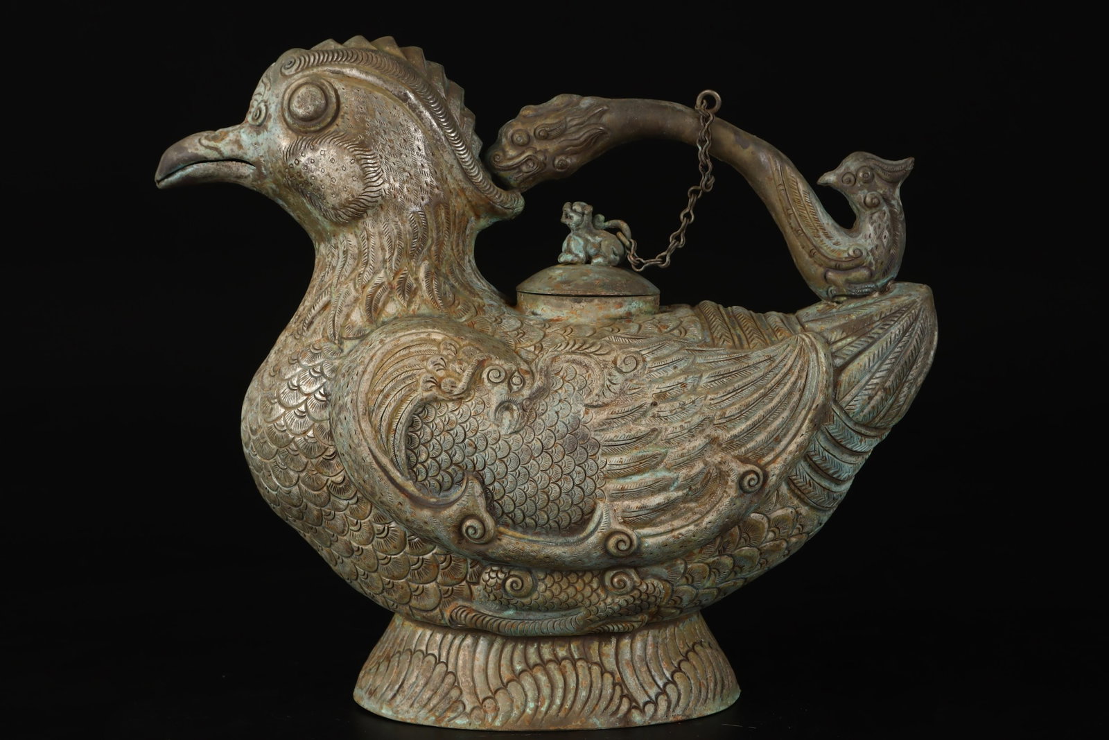 An Exquisite Silver Bird Loop-Handled Pot - 3