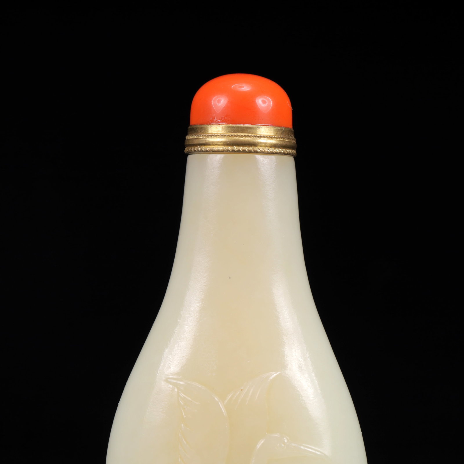 An Exquisite White Jade Crane Pattern Snuff Bottle - 2