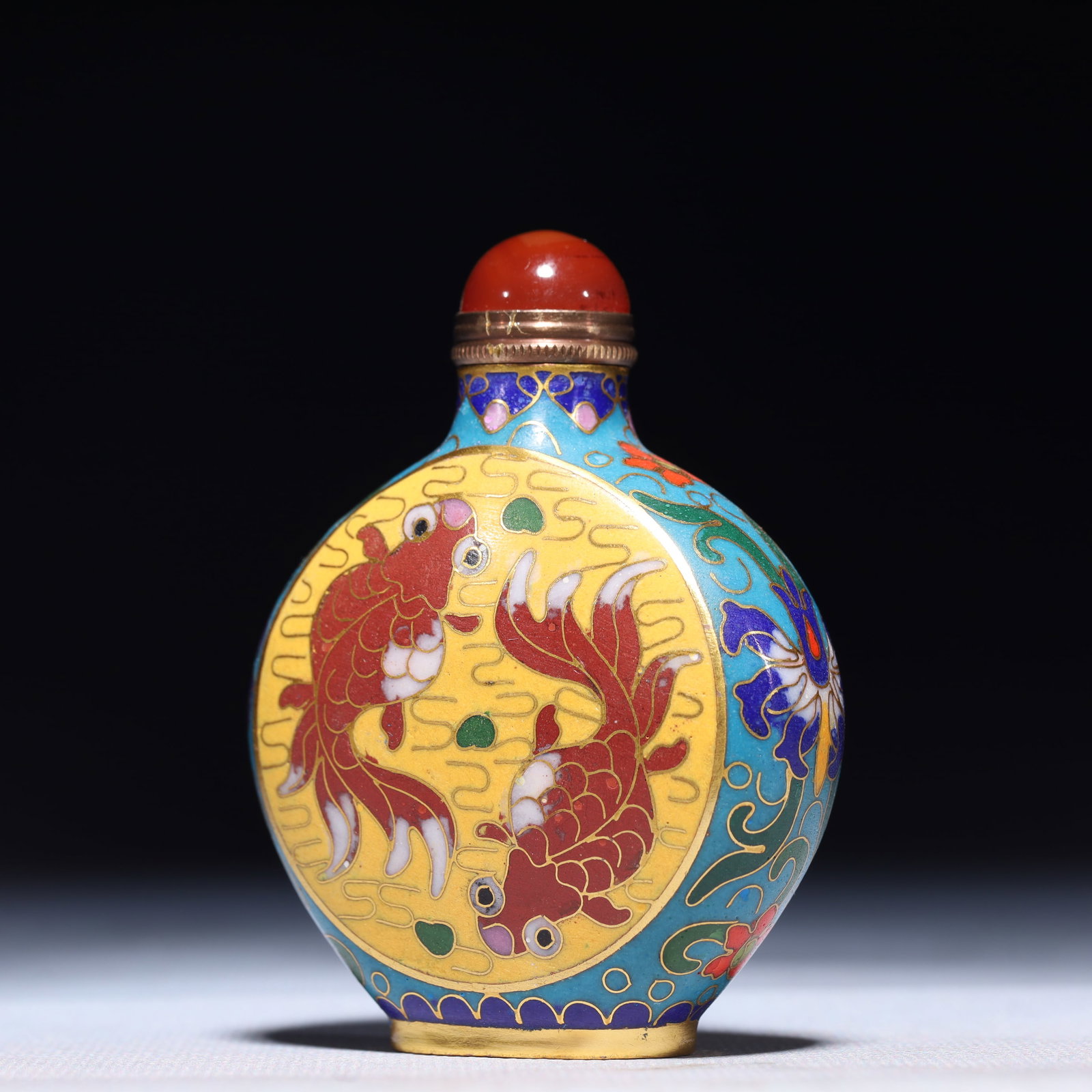 An Exquisite Cloisonne Fish Pattern Snuff Bottle - 2