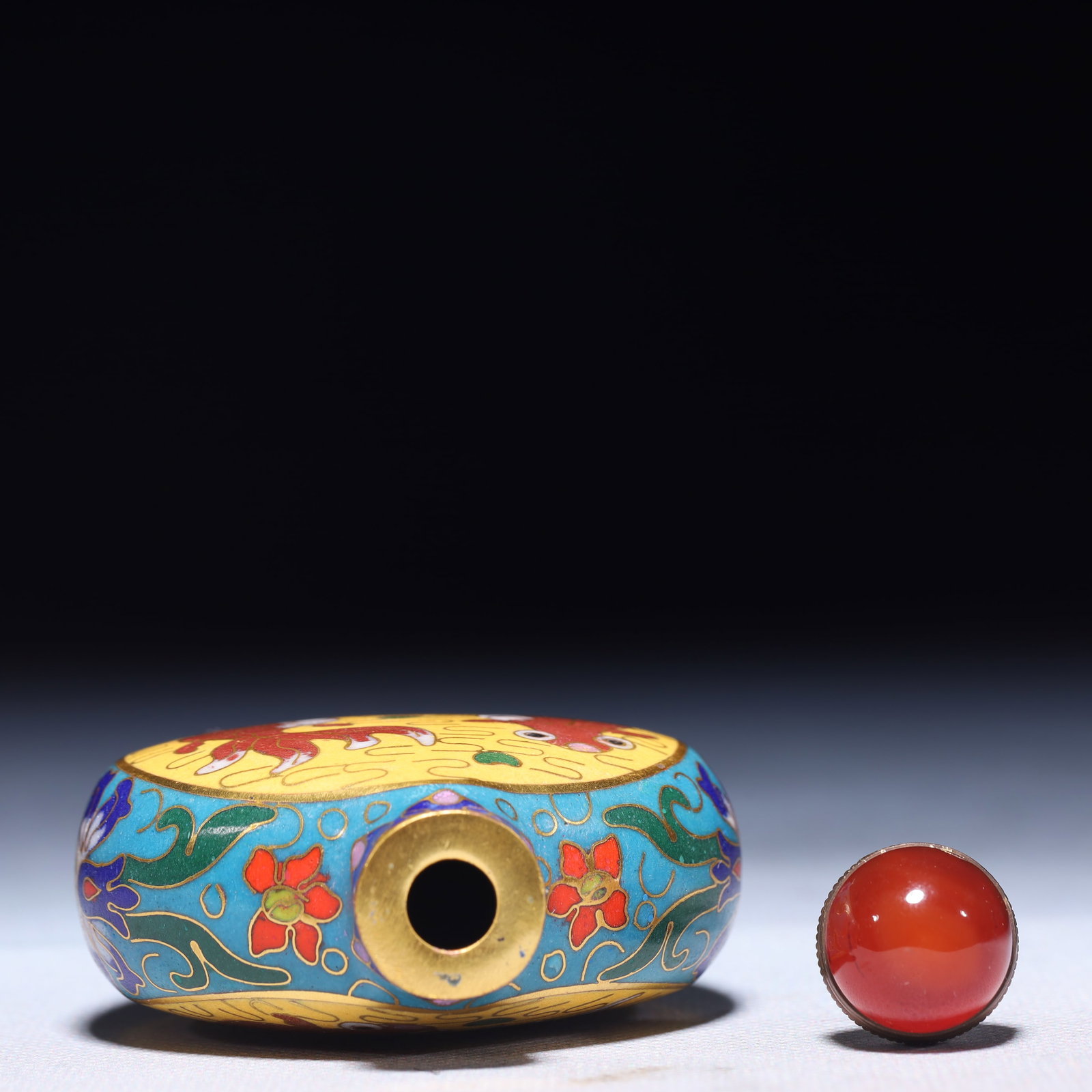 An Exquisite Cloisonne Fish Pattern Snuff Bottle - 7