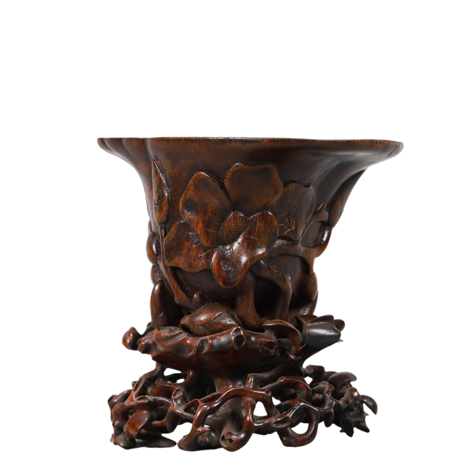 A Rare Eaglewood Flower Pattern Libation Cup - 2