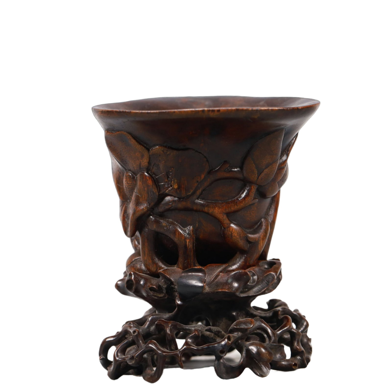 A Rare Eaglewood Flower Pattern Libation Cup - 3