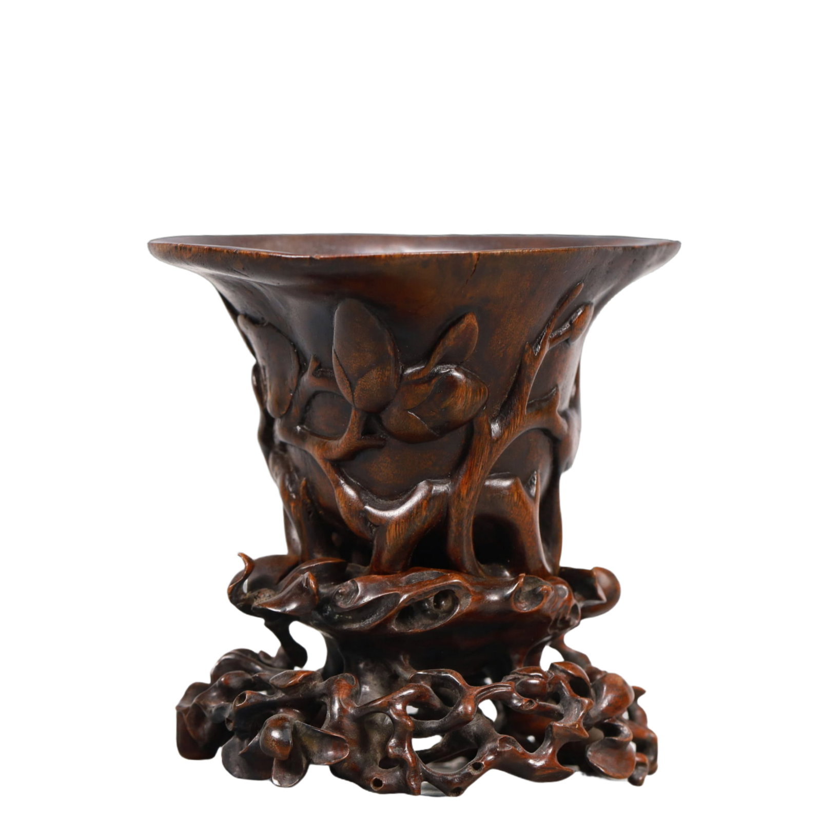 A Rare Eaglewood Flower Pattern Libation Cup - 4