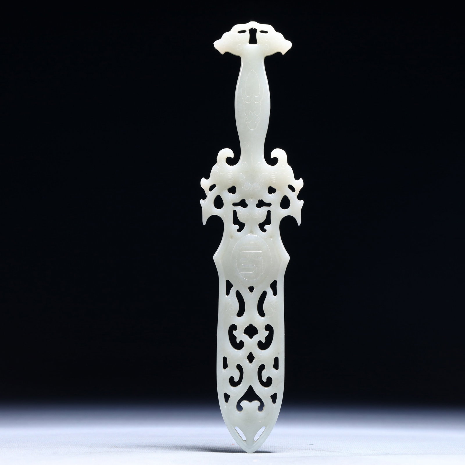 An Exquisite White Jade Dragon Pattern Sword - 7