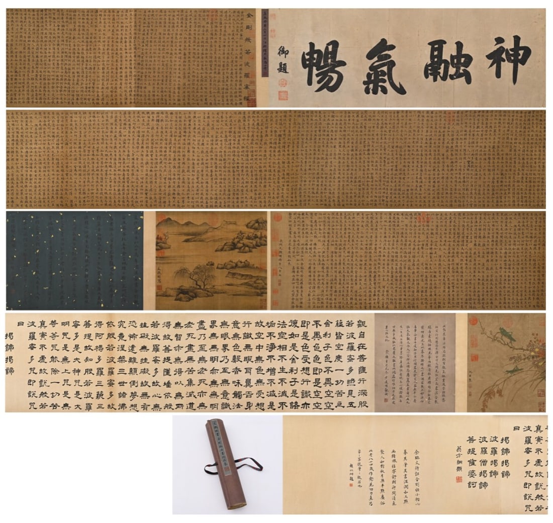 A Chinese Hand Scroll Ink Calligraphy on Silk: A Chinese Hand Scroll Ink Calligraphy on Silk,Wen Zhengming,Size:14.4inx318.1in一幅中国水墨绢本书法手卷,文征明