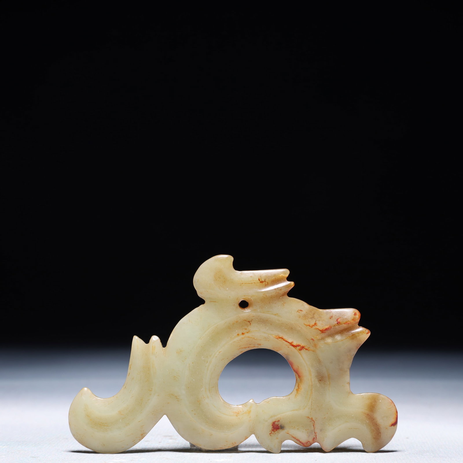 An Archaic Hongshan Culture White Jade Pendant: An Archaic Hongshan Culture White Jade Pendant,Ancient Time,China,Size:3.7inx2.2in,Weight:25.7g 红山文化白玉挂件,中国新石器