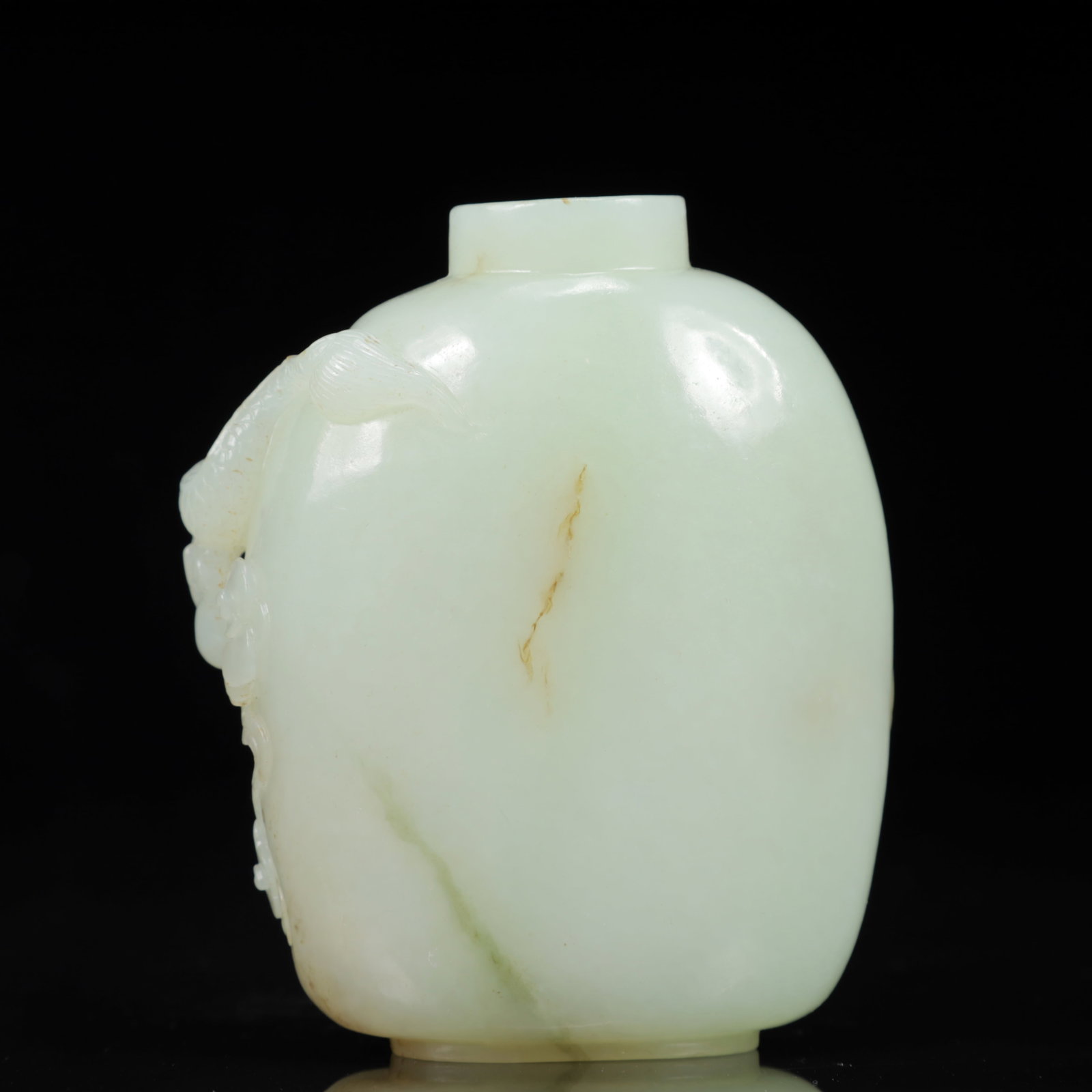An Exquisite White Jade Dragon Pattern Snuff Bottle - 6