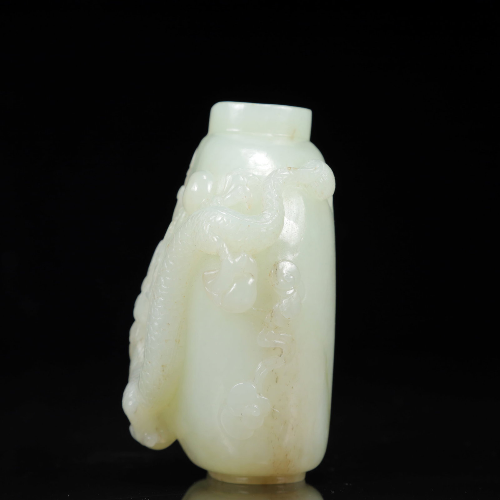 An Exquisite White Jade Dragon Pattern Snuff Bottle - 7