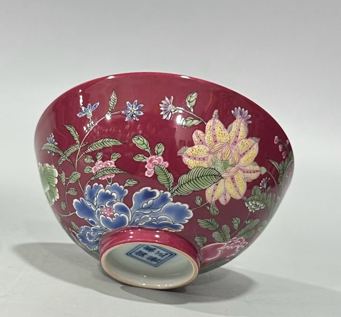 An Exquisite Enamel Ruby Red-Glazed Flower Pattern Cup - 5