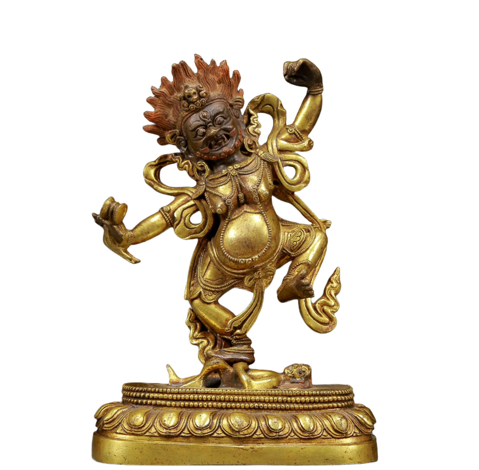 A Solemn Gilt Bronze Statue of Vajra: A Solemn Gilt Bronze Statue of Vajra,Ming Dynasty, China,Size:4.7inx2.4inx6.7in,Weight:1165g 铜鎏金金刚像，明代