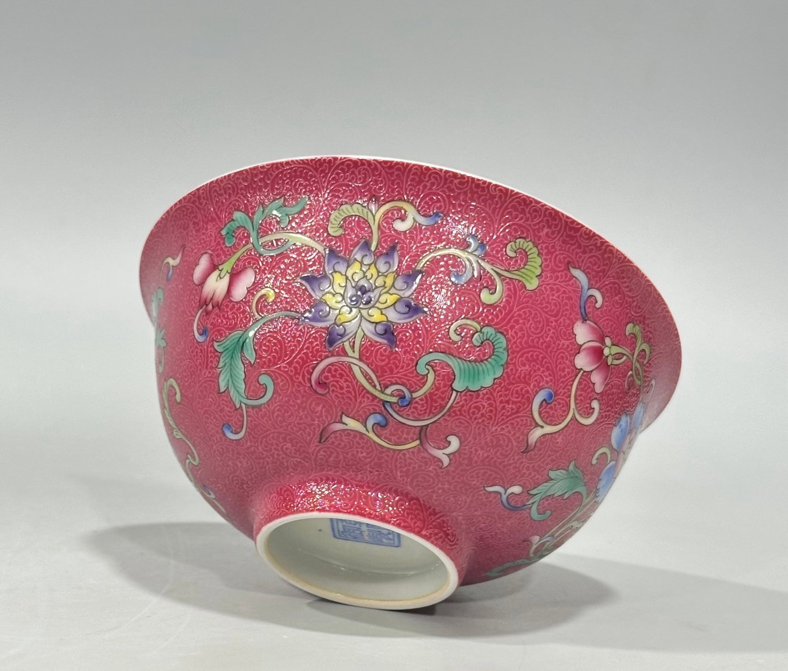 An Exquisite Ruby Red-Glazed Enamel Flower Pattern Bowl - 4