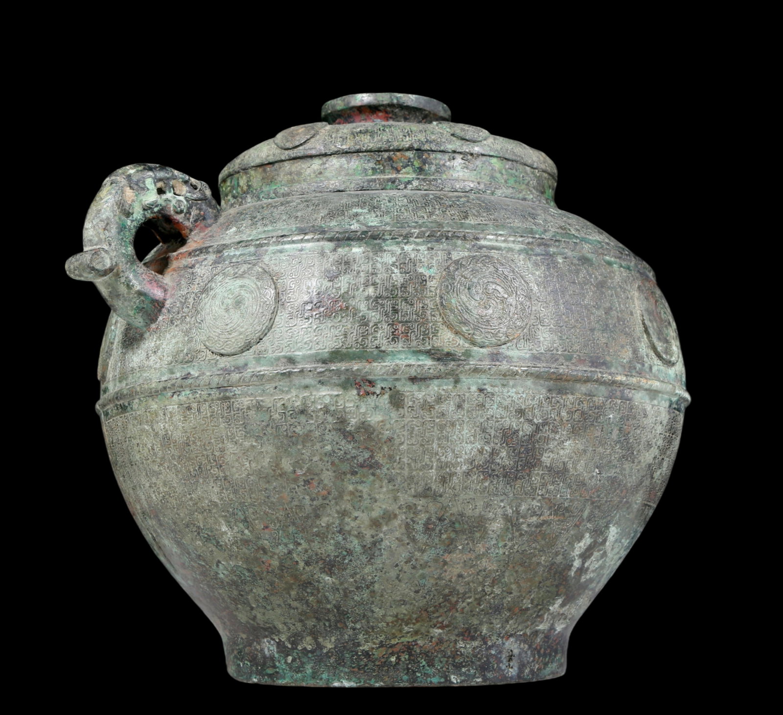 A precious bronze dragon pattern amphora with lid - 4