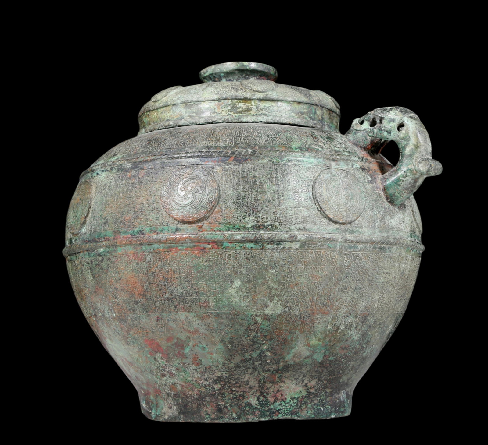 A precious bronze dragon pattern amphora with lid - 6