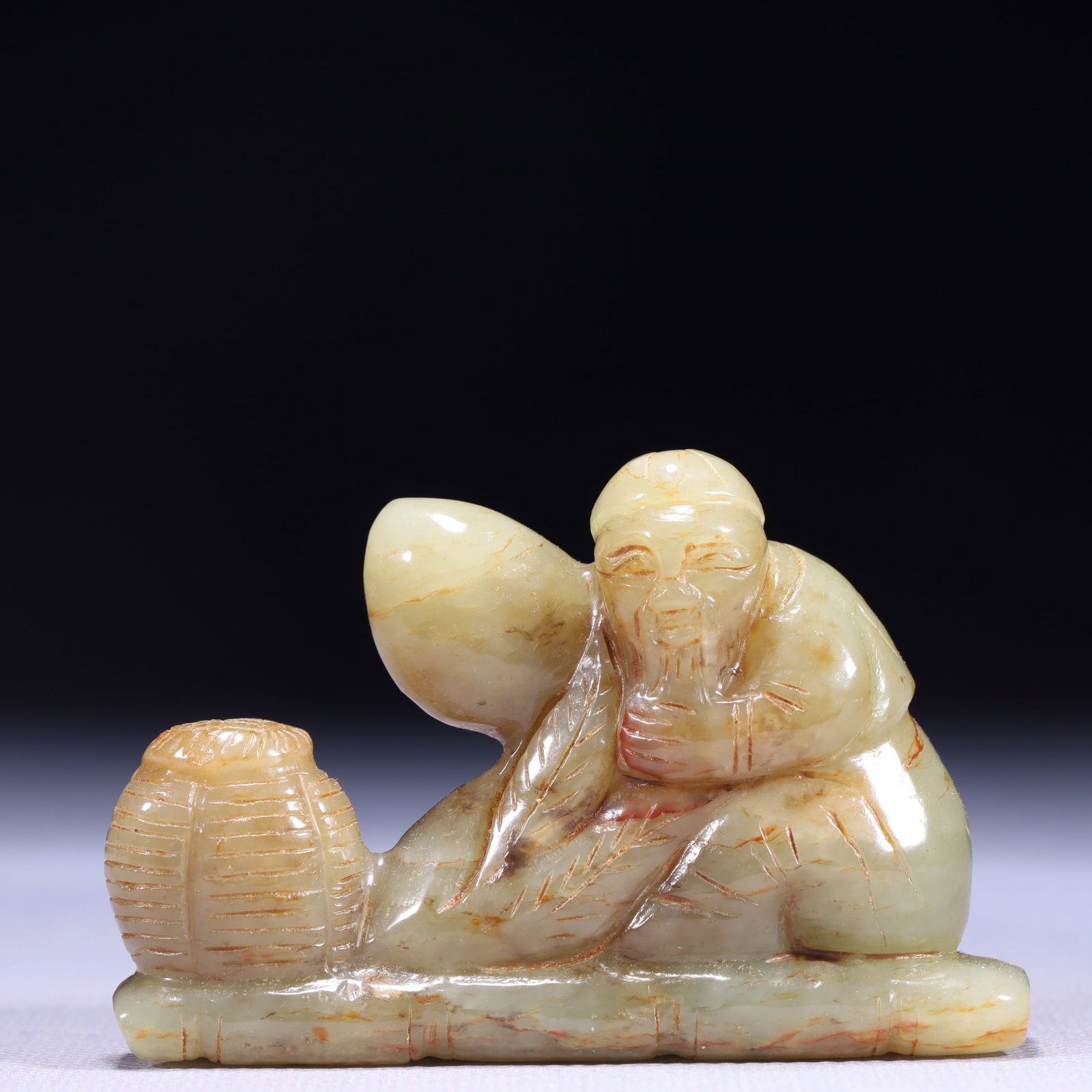An Exquisite White Jade Figure Ornament: An Exquisite White Jade Figure Ornament,Qing Dynasty,China,Size:3.1inx0.8inx2in,Weight:152g 白玉人物摆件,中国清代
