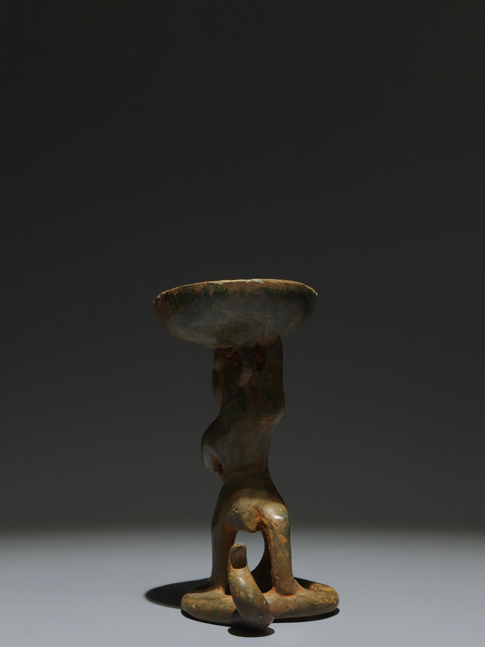 An Archaic Bronze Bear Candlestick - 5