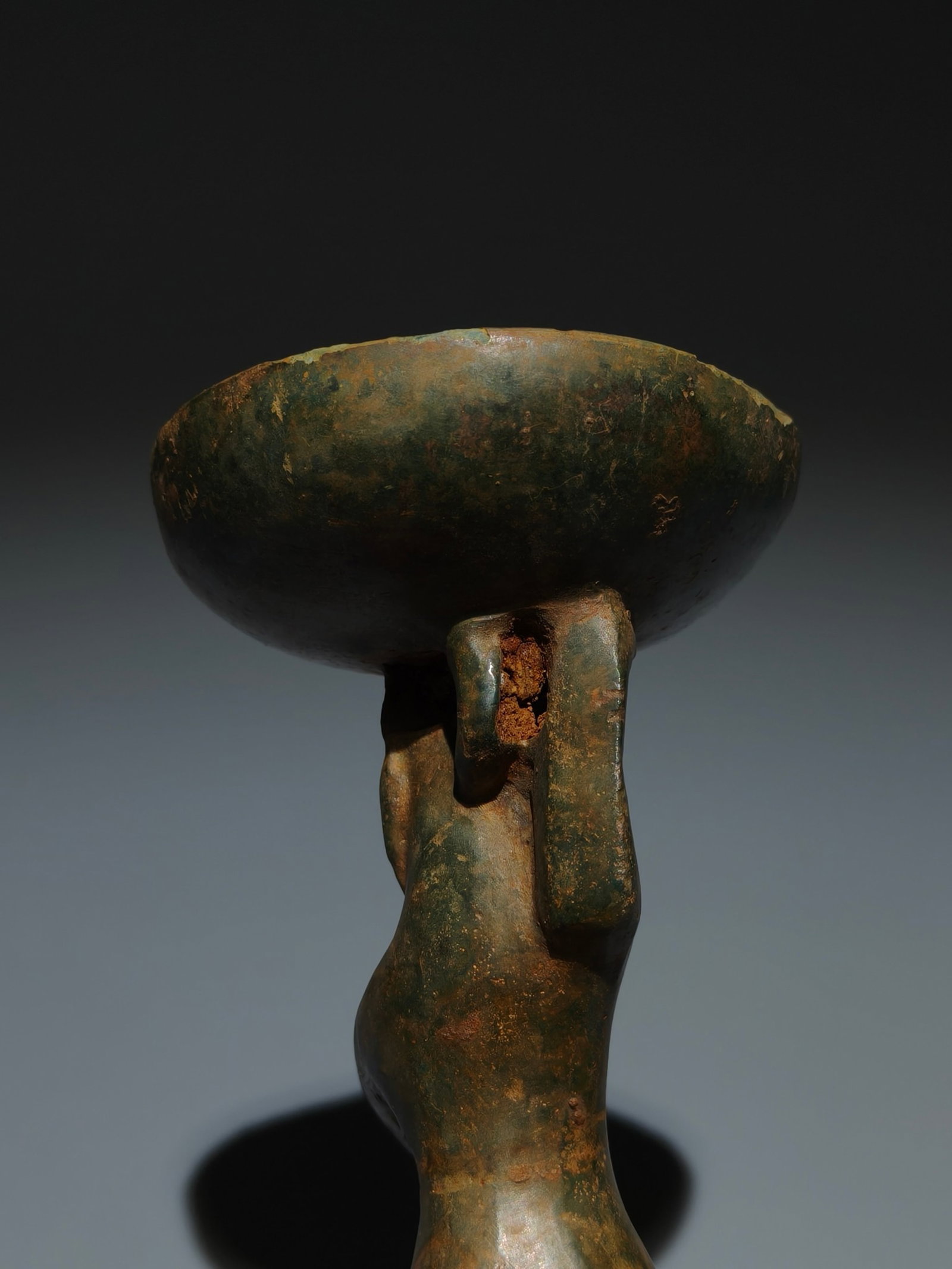 An Archaic Bronze Bear Candlestick - 6