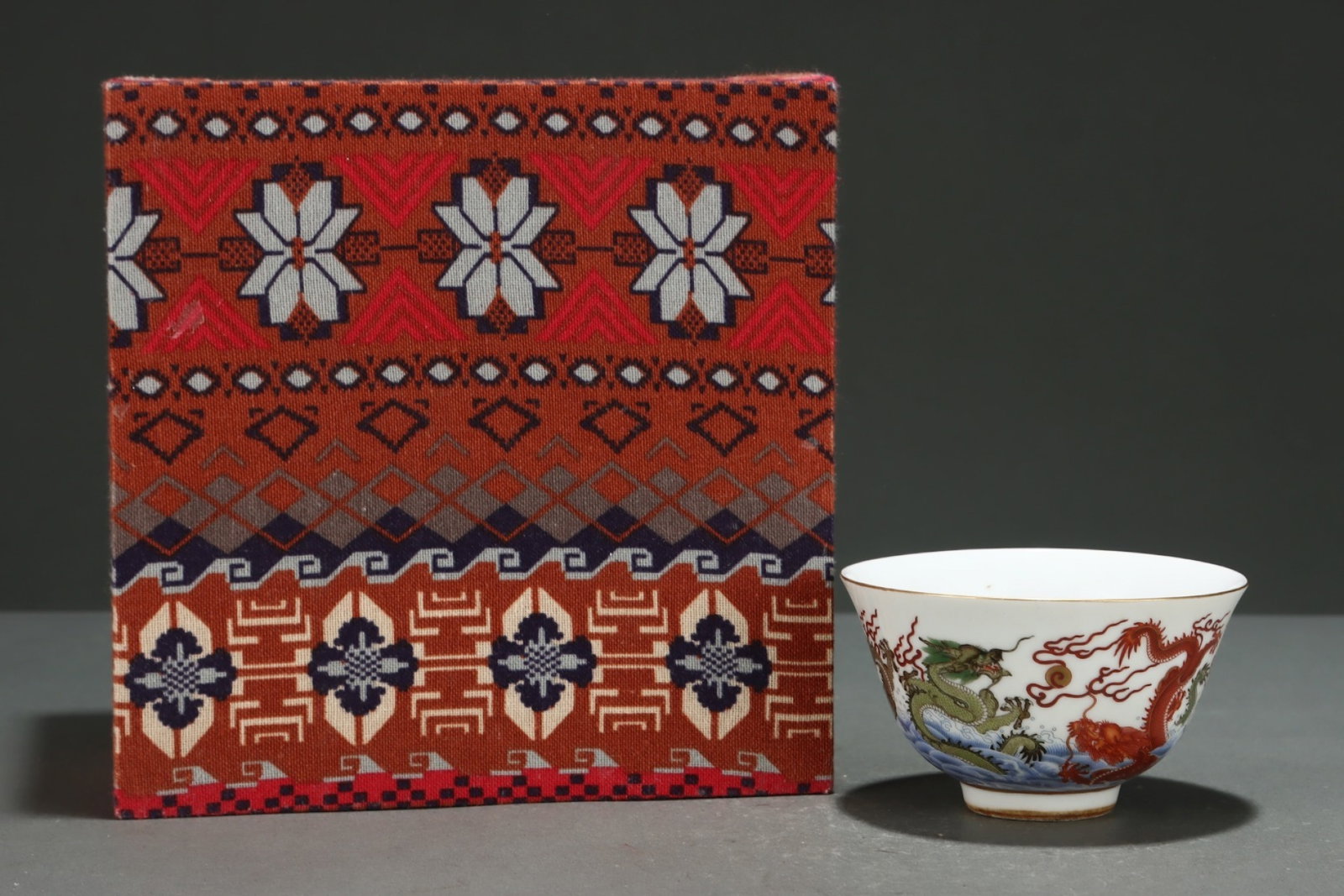An Exquisite Famille-Rose Seawater and Dragon Pattern Cup: An Exquisite Famille-Rose Seawater and Dragon Pattern Cup,Qing Dynasty,China,Guangxu Six-character Mark,Size:2.5inx4.2in