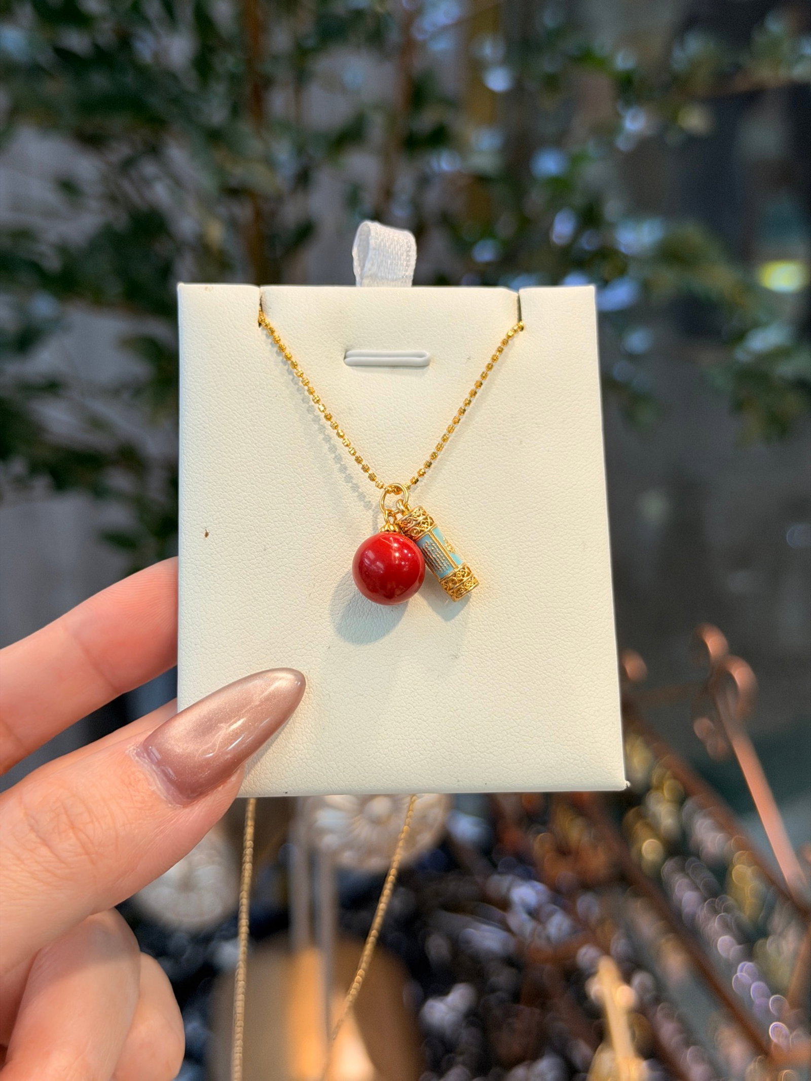 An Exquisite Sterling Silver-Gold Plated Inlaid Cinnabar Pendant: An Exquisite Sterling Silver-Gold Plated Inlaid Cinnabar Pendant 纯银镀金镶朱砂吊坠