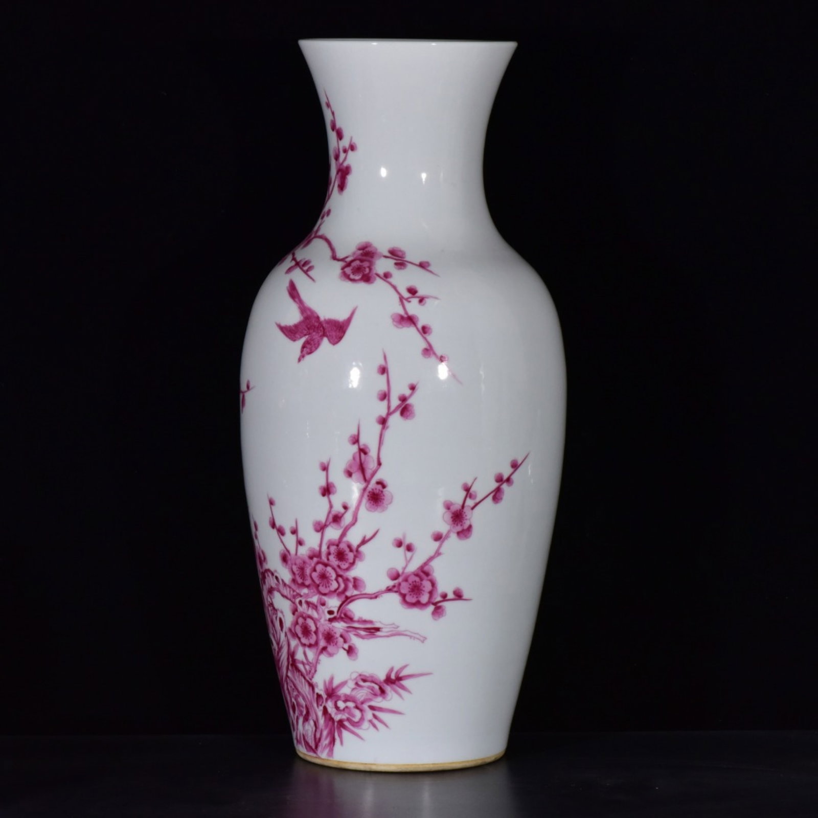 A Huge Ruby Red-Glazed Flower and Bird Pattern Vase - 2