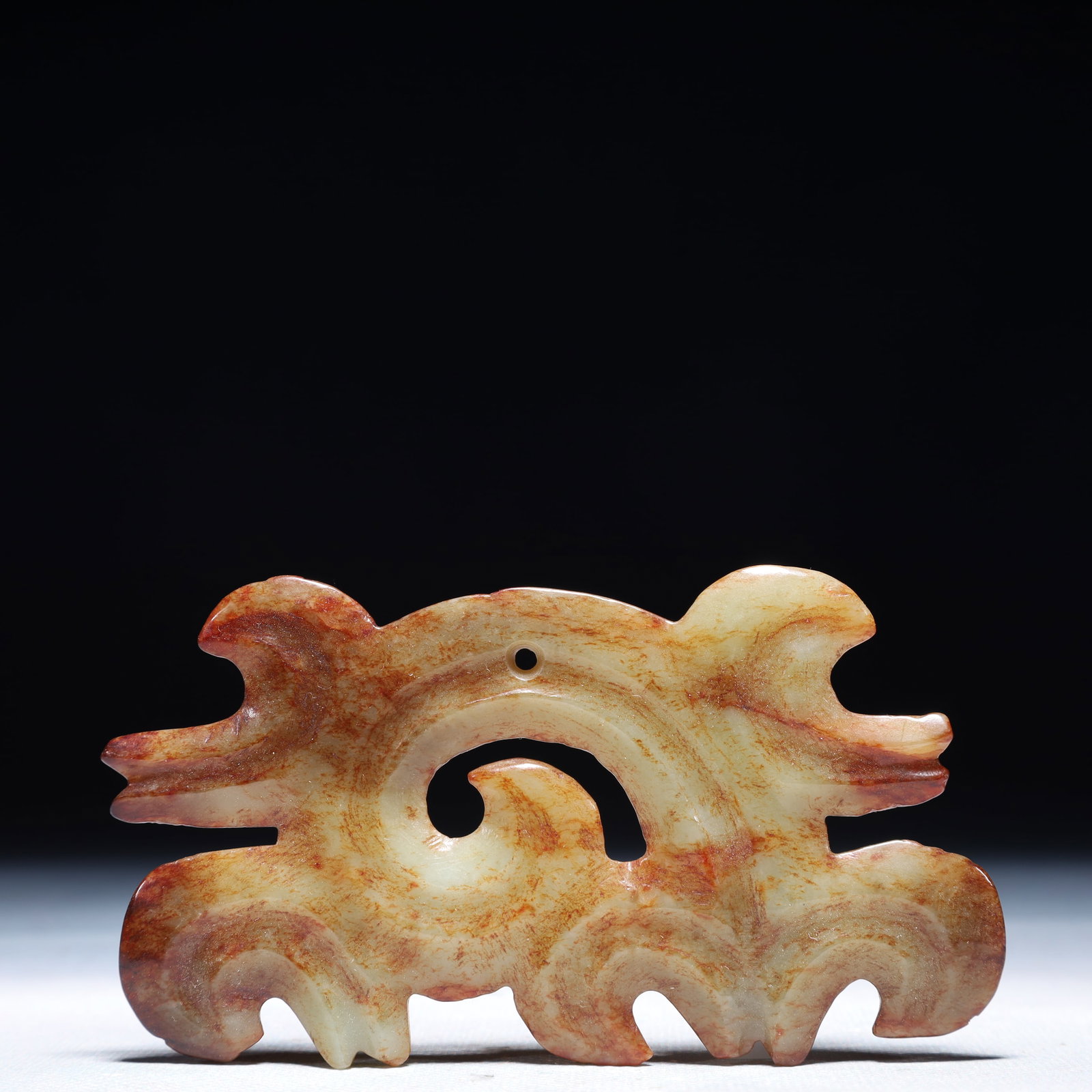 An Archaic Hongshan Culture White Jade Pendant: An Archaic Hongshan Culture White Jade Pendant,Ancient Time,China,Size:4.3inx2.4in,Weight:62.9g 红山文化白玉挂件,中国新石器