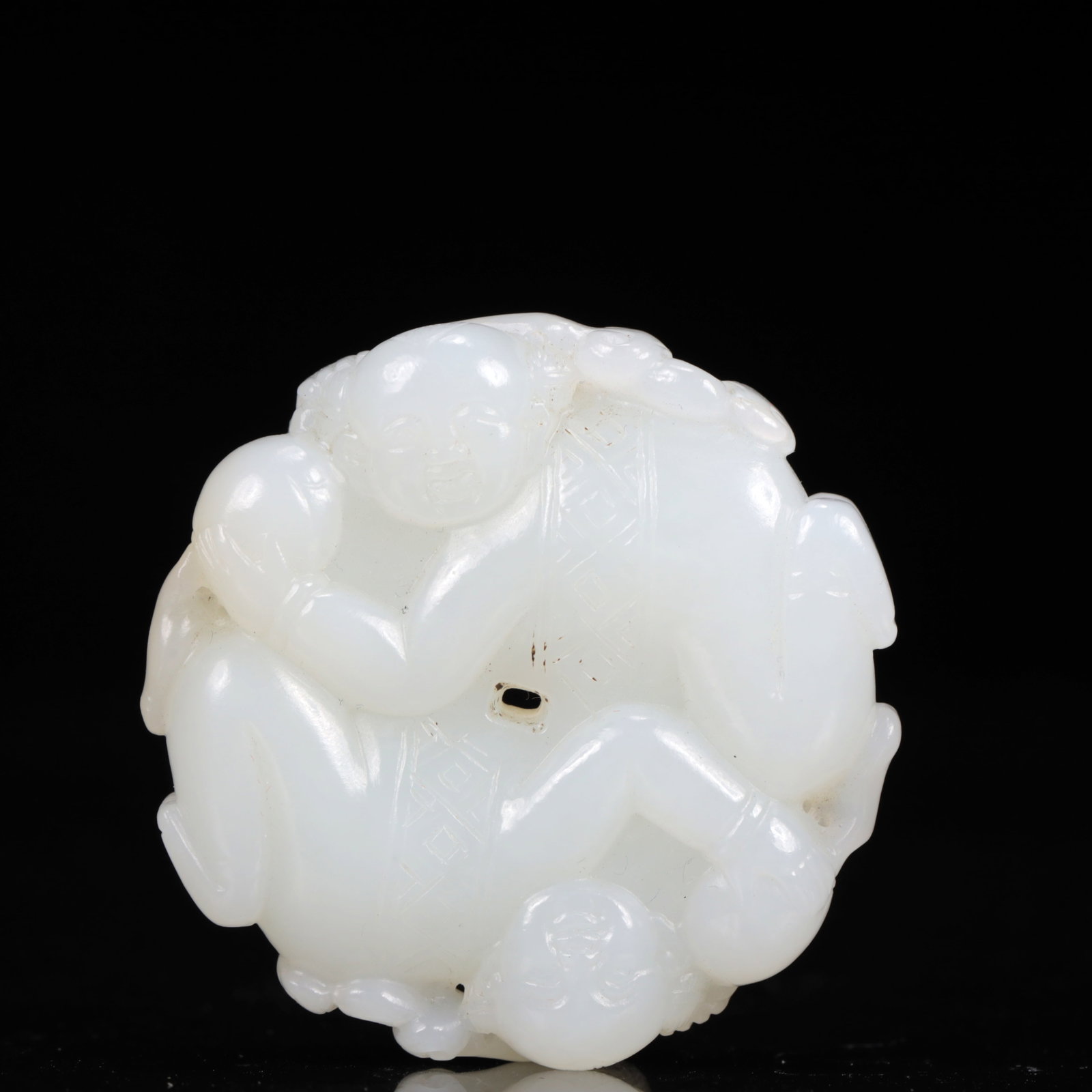 An Exquisite White Jade Figure Pendant: An Exquisite White Jade Figure Pendant,Qing Dynasty, China,Size:2inx0.4inx2in,Weight:59g 白玉人物挂件,中国清代