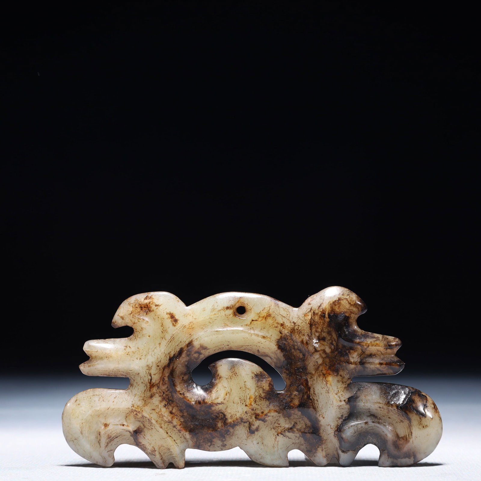 An Archaic Hongshan Culture White Jade Pendant: An Archaic Hongshan Culture White Jade Pendant,Ancient Time,China,Size:4.1inx2in,Weight:58.2g 红山文化白玉挂件,中国新石器&