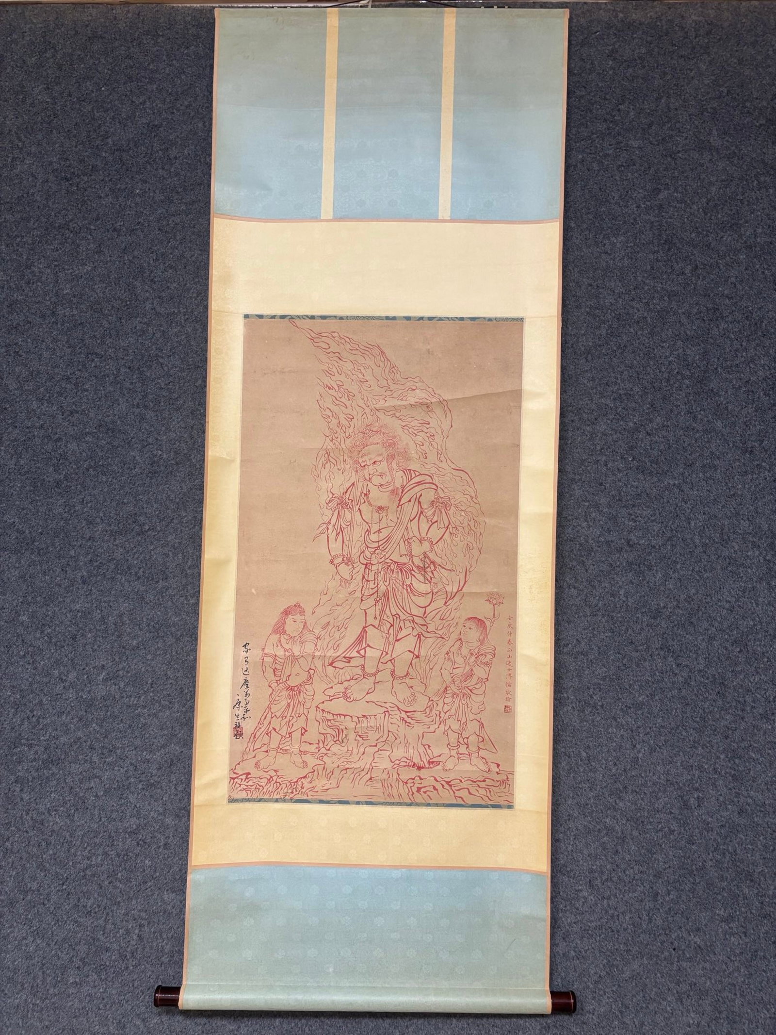 A Chinese Vertical Scroll Ink Painting of Character and Story on Paper: A Chinese Vertical Scroll Ink Painting of Character and Story on Paper,Pu Ru,Size:35.4inx20.5in 一幅中国水墨人物故事画立轴
