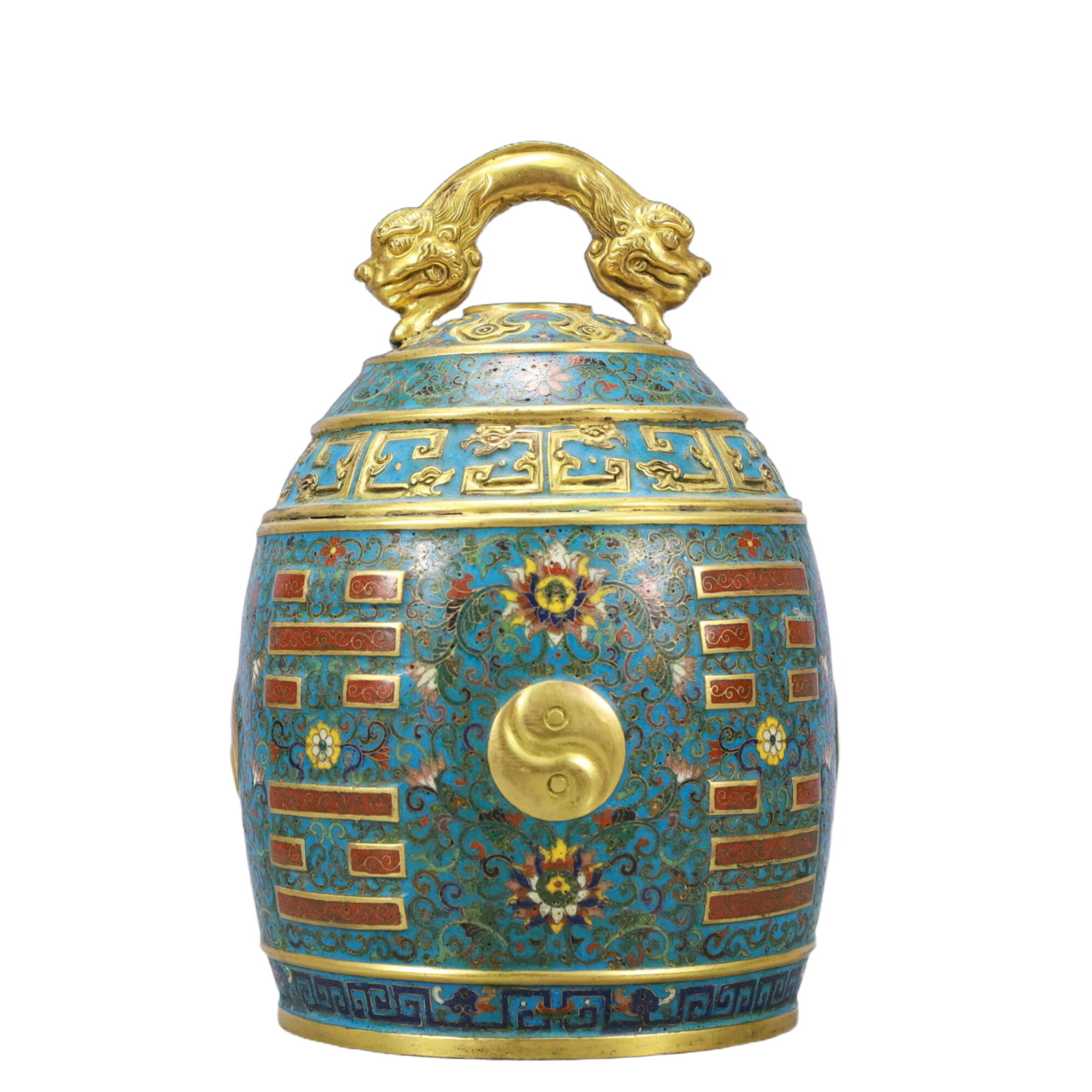 An Exquisite Cloisonne Lotus and Trigram Pattern Chime (1 of 10)