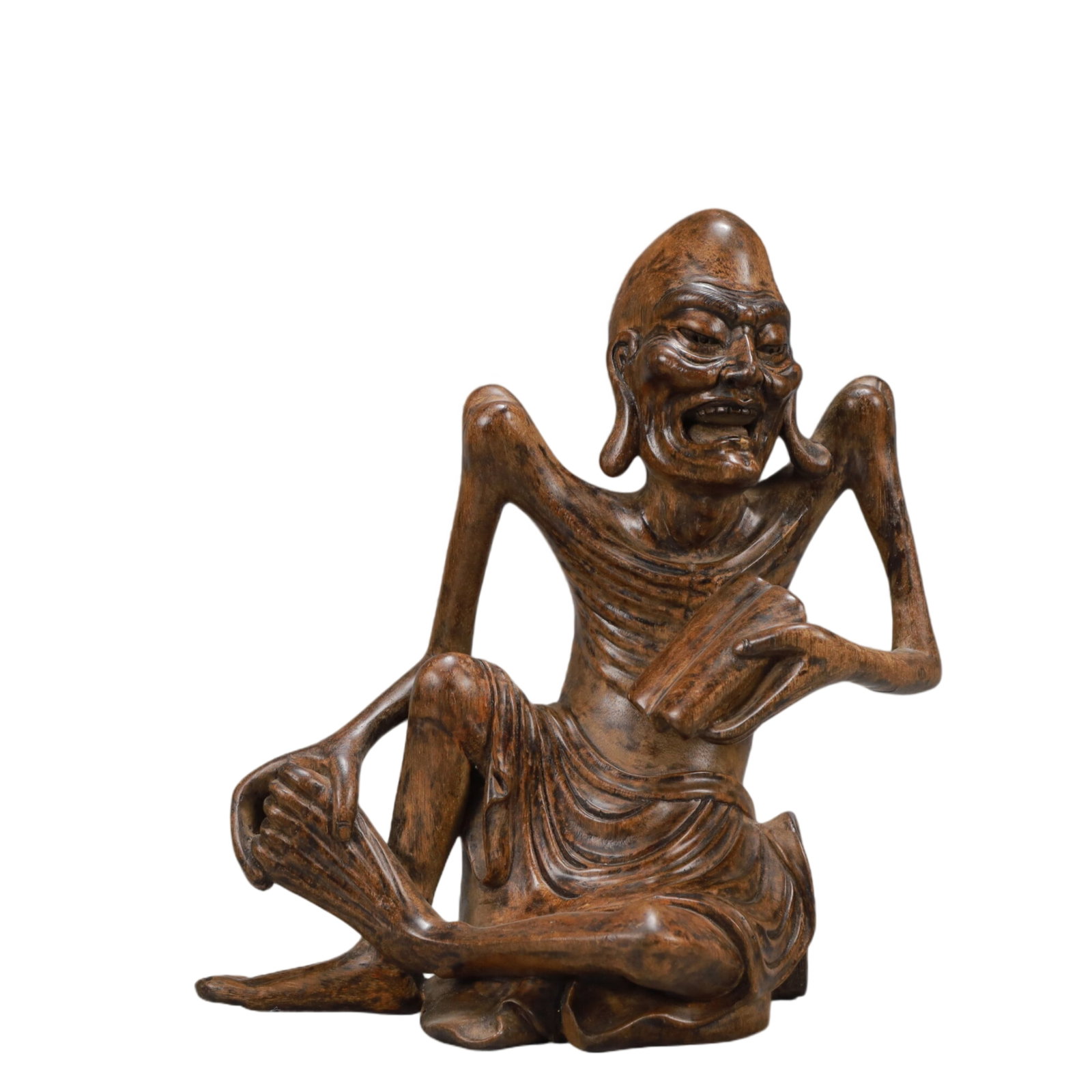 A Rare Eaglewood Statue of Arhat: A Rare Eaglewood Statue of Arhat,Qing Dynasty,China,Size:8.3inx5.5inx9.6in,Weight:400g 沉香木罗汉像,中国清代