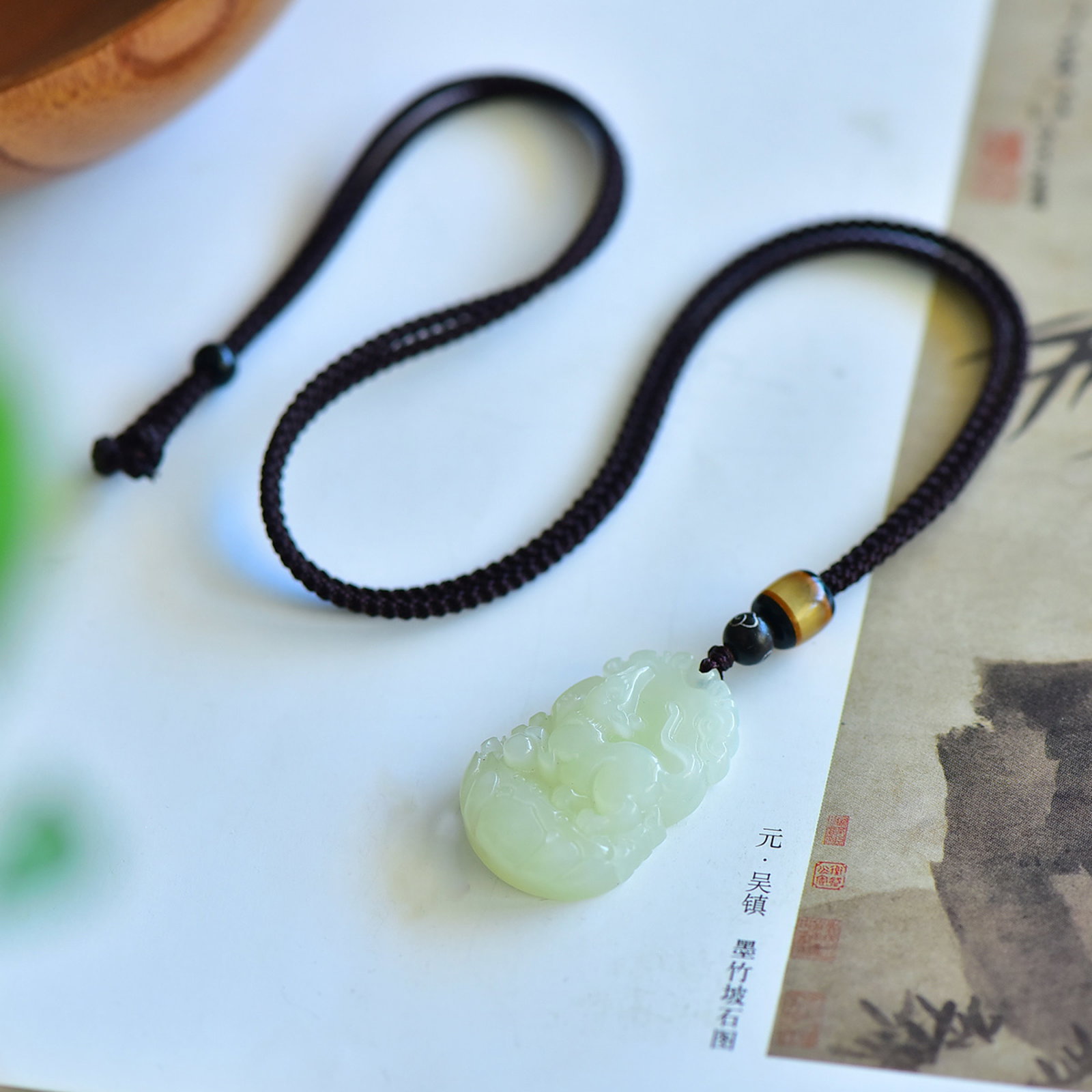 An Exquisite Greenish Jade Mouse Pattern Pendant - 3