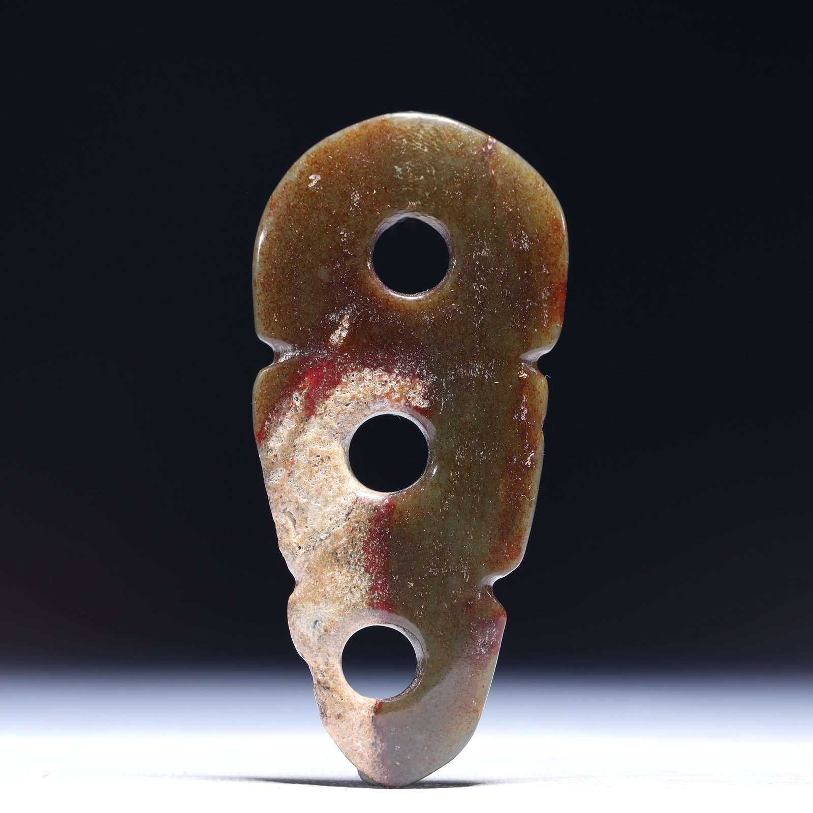 An Archaic Hongshan Culture Greenish Jade Pendant: An Archaic Hongshan Culture Greenish Jade Pendant,Ancient Time,China,Size:1.6inx0.2inx3.3in,Weight:35g
