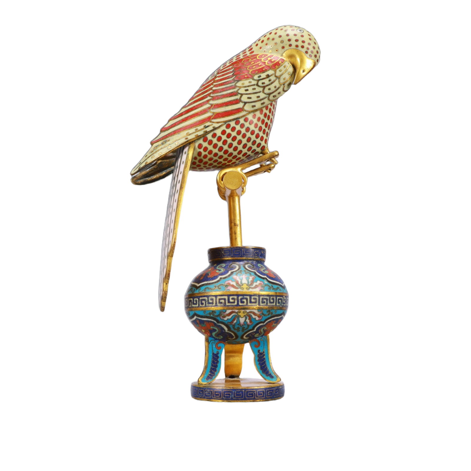 An Exquisite Cloisonne Eagle Ornament: An Exquisite Cloisonne Eagle Ornament,Qing Dynasty, China,Size:6.3inx3.1inx12.6in,Weight:1150g 景泰蓝鹰摆件,中国清代