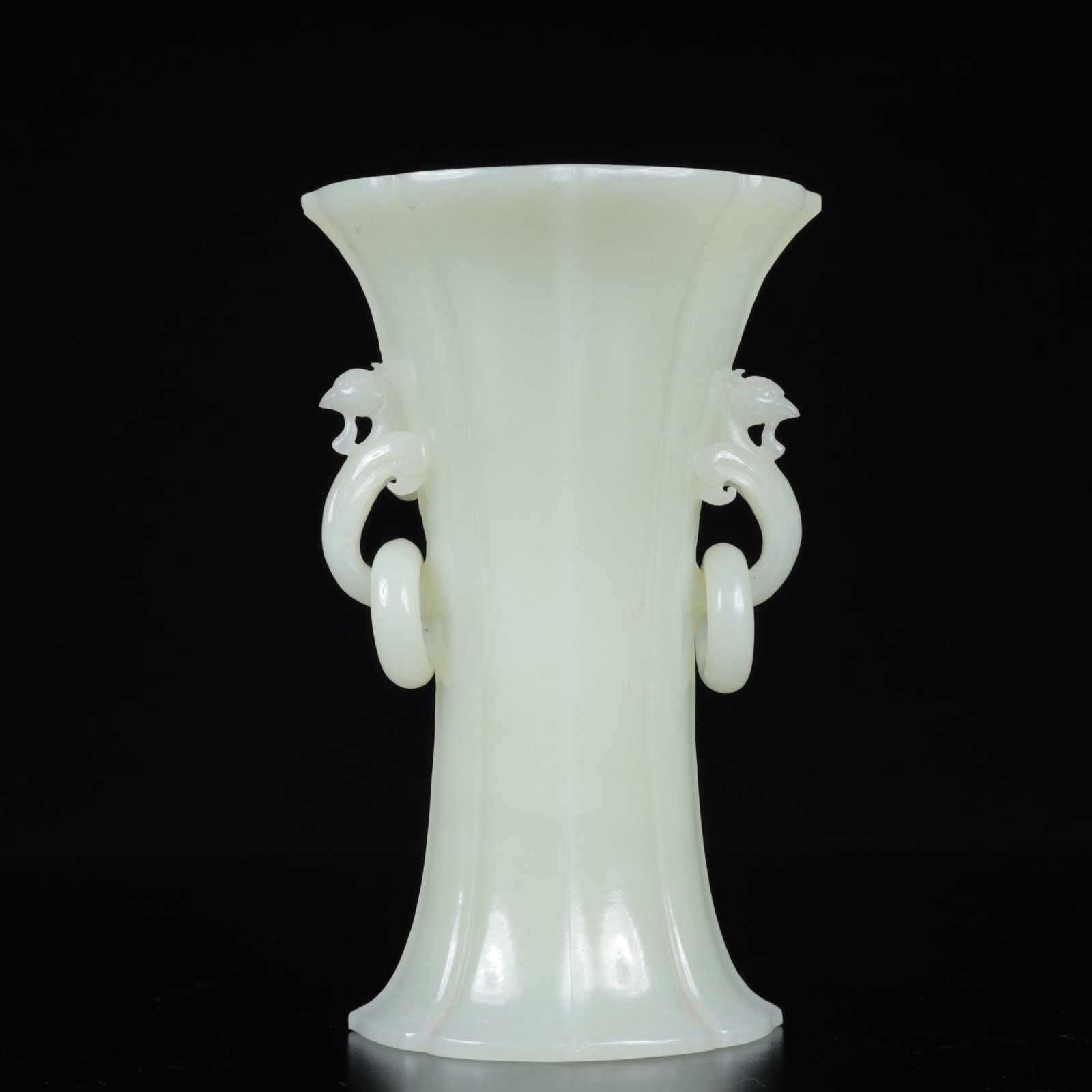 An Exquisite White Jade Double-Ears Cup: An Exquisite White Jade Double-Ears Cup,Qing Dynasty, China,Qianlong Four-character Mark,Size:3.3inx5.1in,Weight:300g