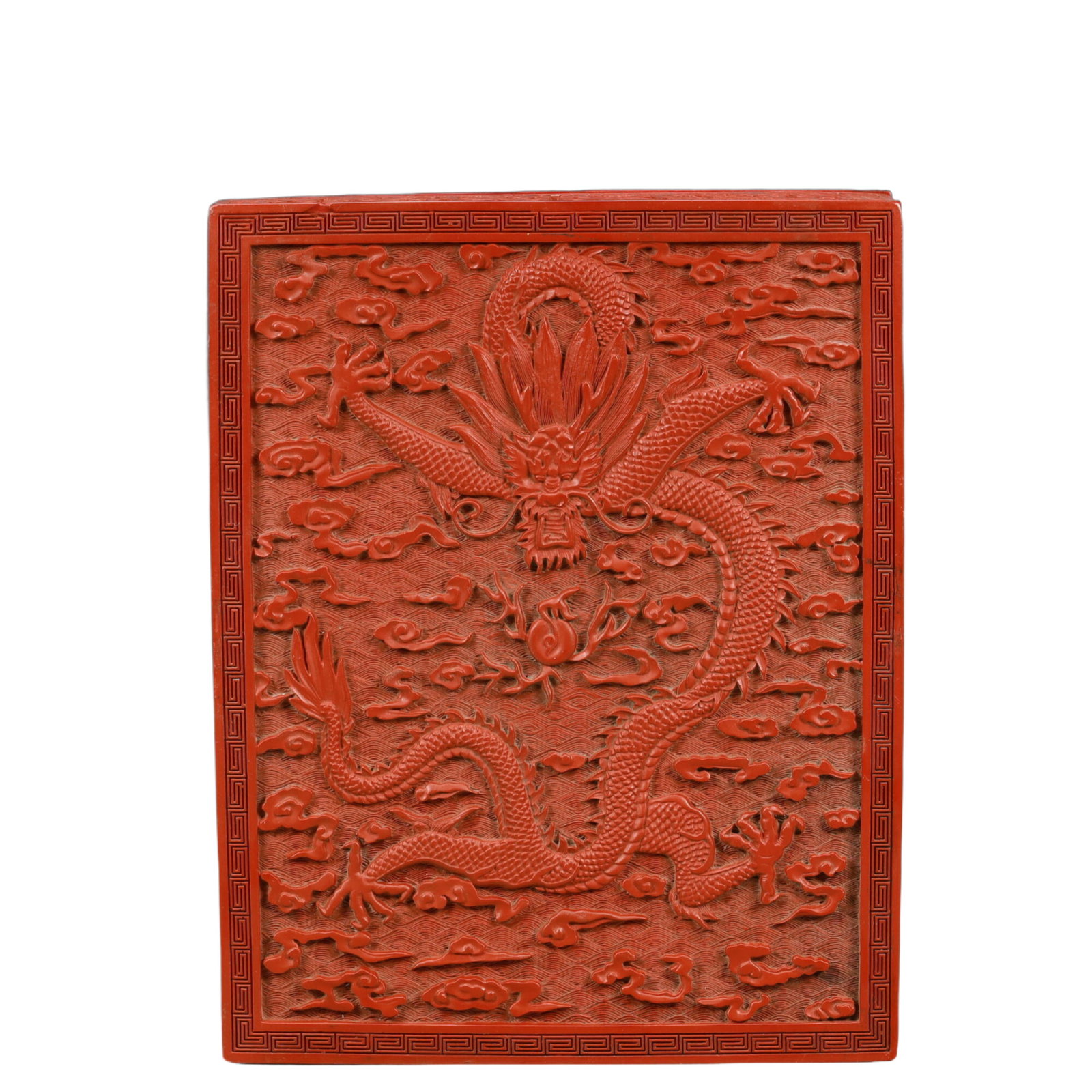 A Craved Red Lacquer Auspicious Cloud and Dragon Pattern Box - 3