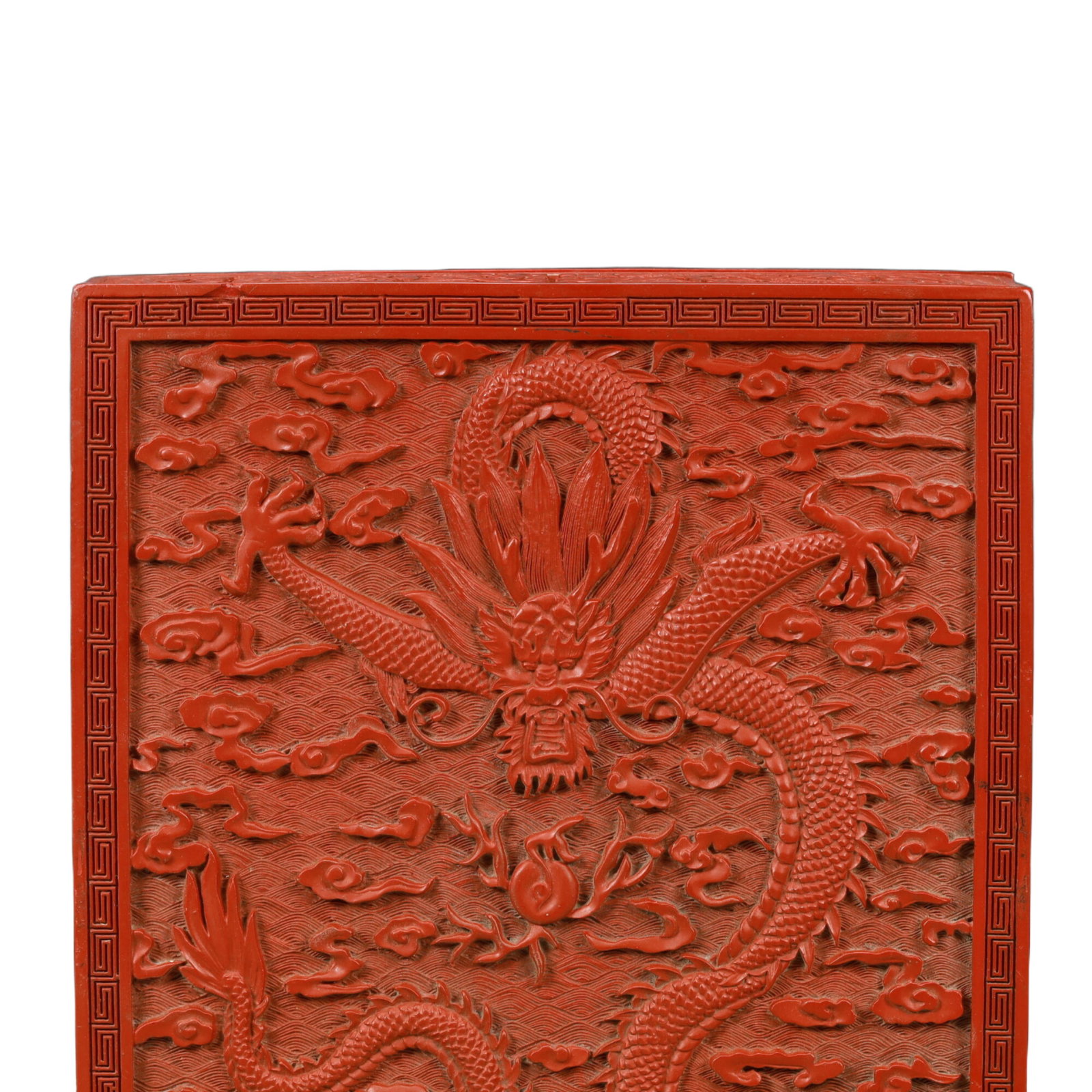 A Craved Red Lacquer Auspicious Cloud and Dragon Pattern Box - 4