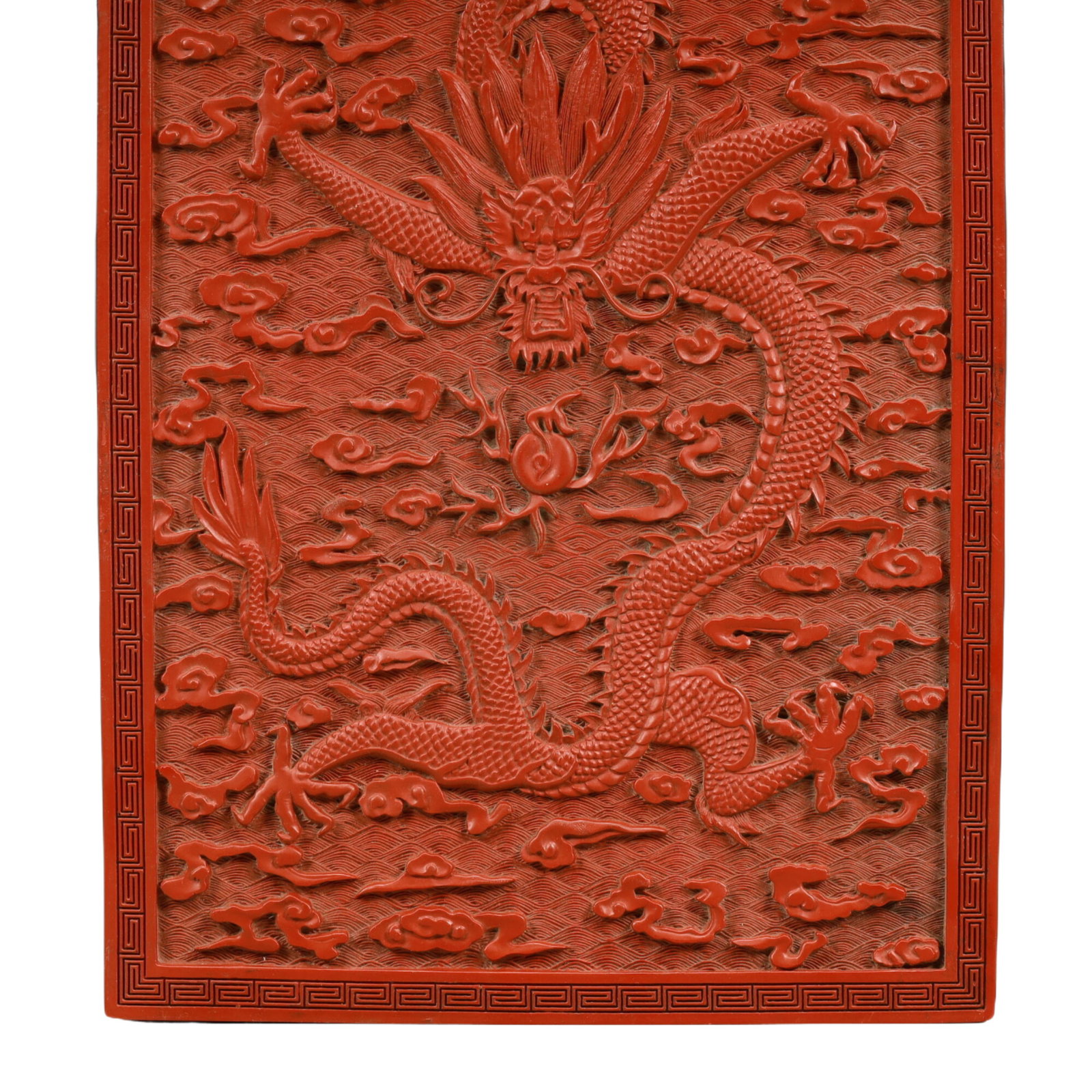 A Craved Red Lacquer Auspicious Cloud and Dragon Pattern Box - 5
