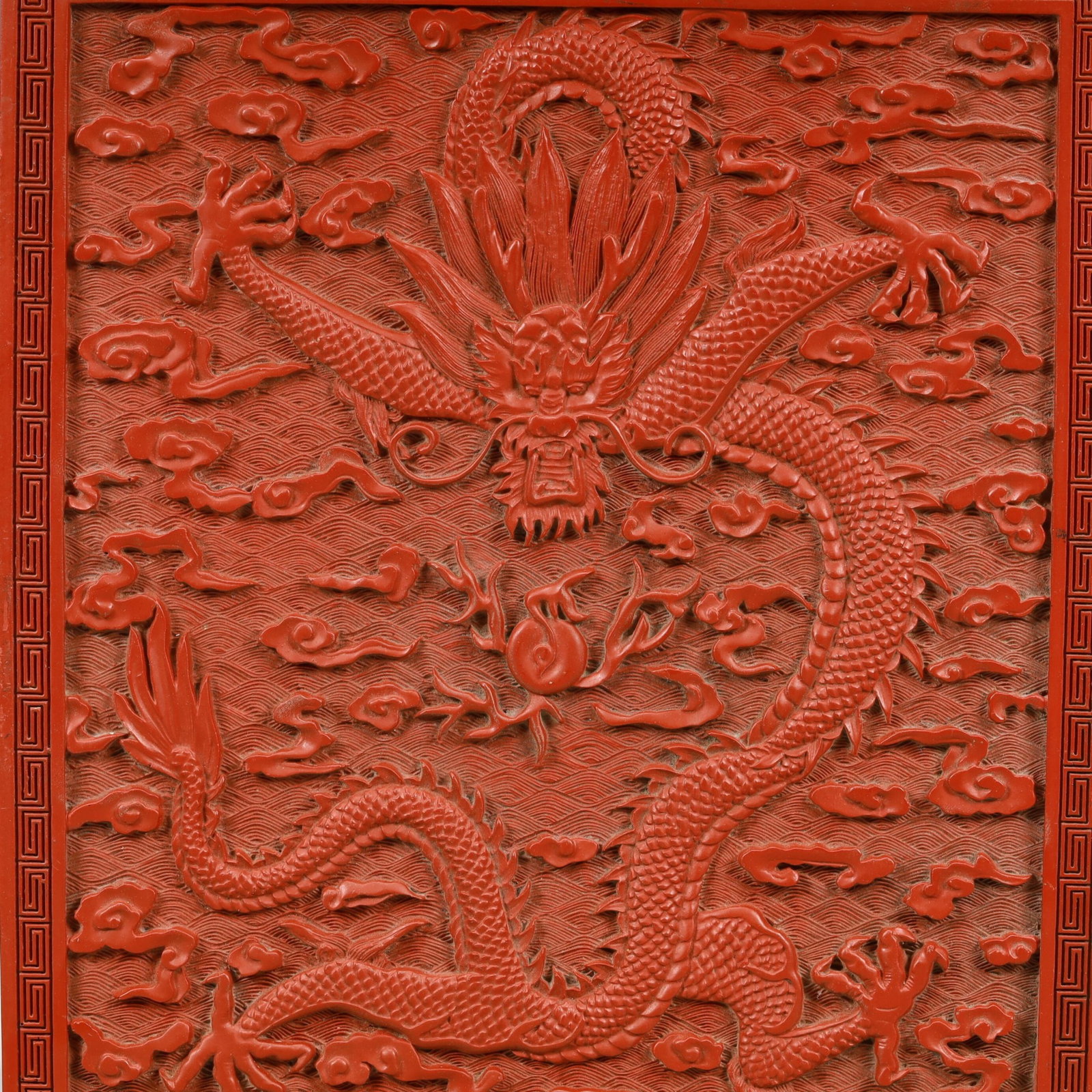 A Craved Red Lacquer Auspicious Cloud and Dragon Pattern Box - 6
