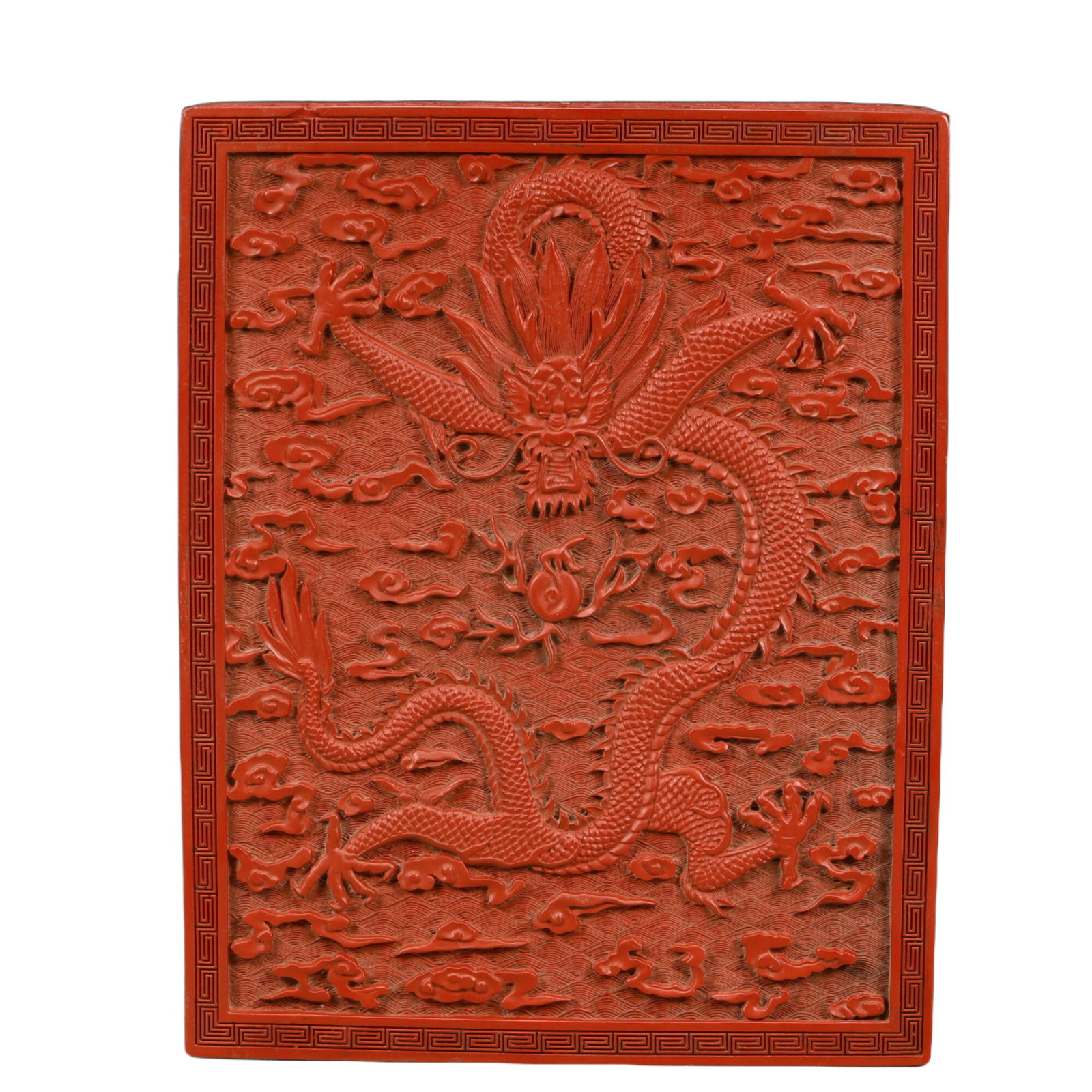 A Craved Red Lacquer Auspicious Cloud and Dragon Pattern Box - 9
