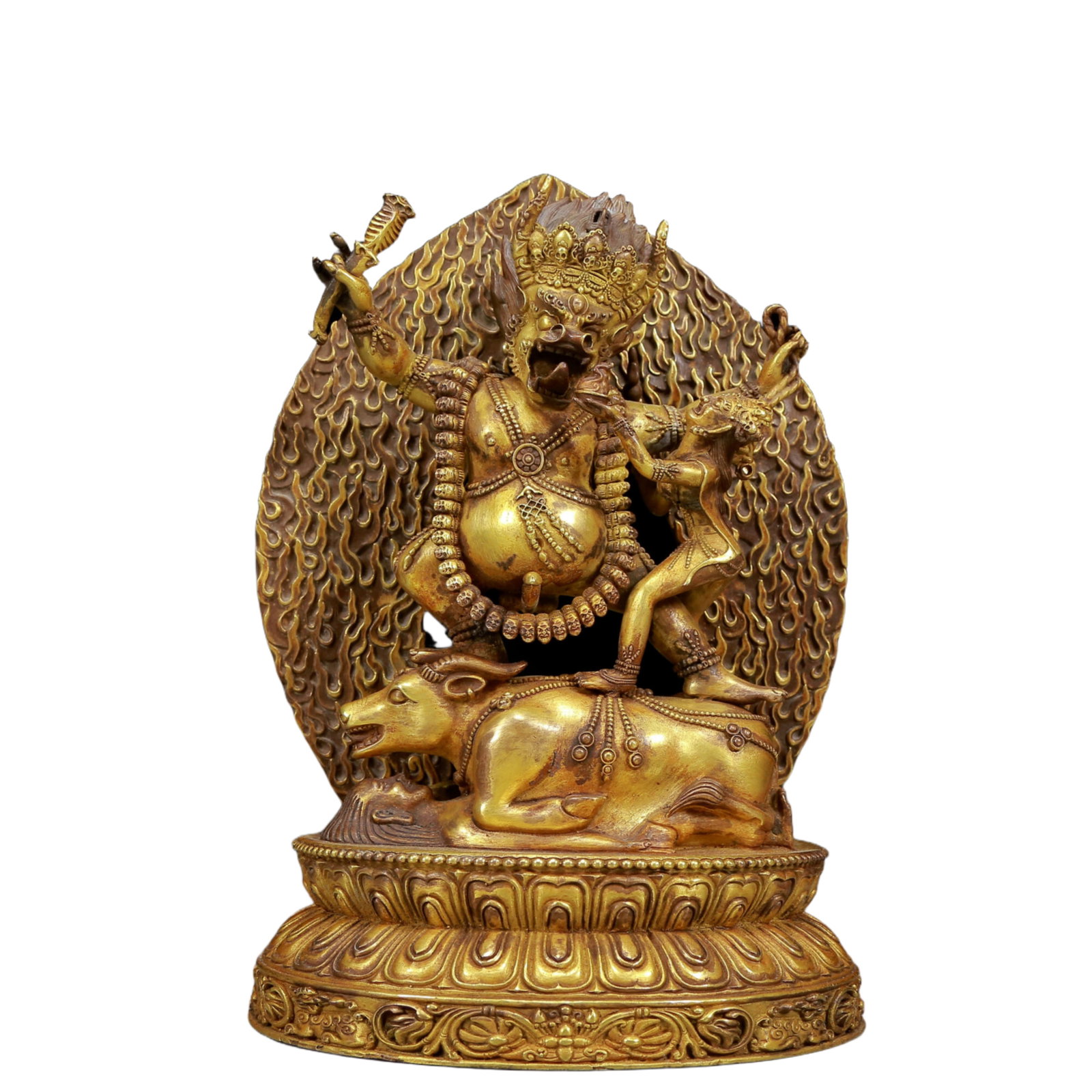 A Solemn Gilt Bronze Statue of Vajra: A Solemn Gilt Bronze Statue of Vajra,Ming Dynasty, China,Size:7.1inx4.3inx9.8in,Weight:3475g 铜鎏金金刚像，明代
