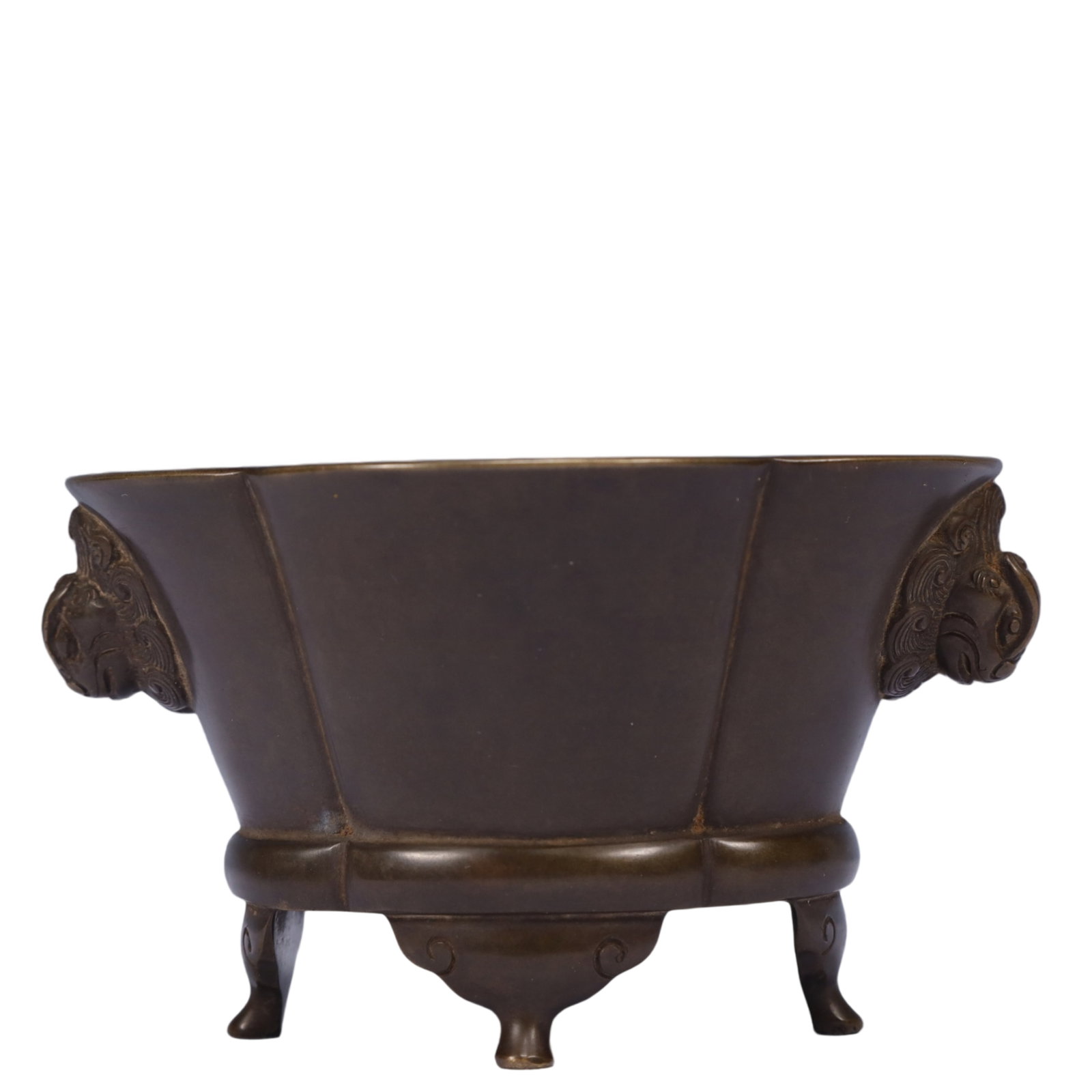 An Exquisite Bronze Beast-Ears Four Legs Censer,Qing Dynasty, China,With: An Exquisite Bronze Beast-Ears Four Legs Censer 铜兽耳四足香炉,中国清代,带款