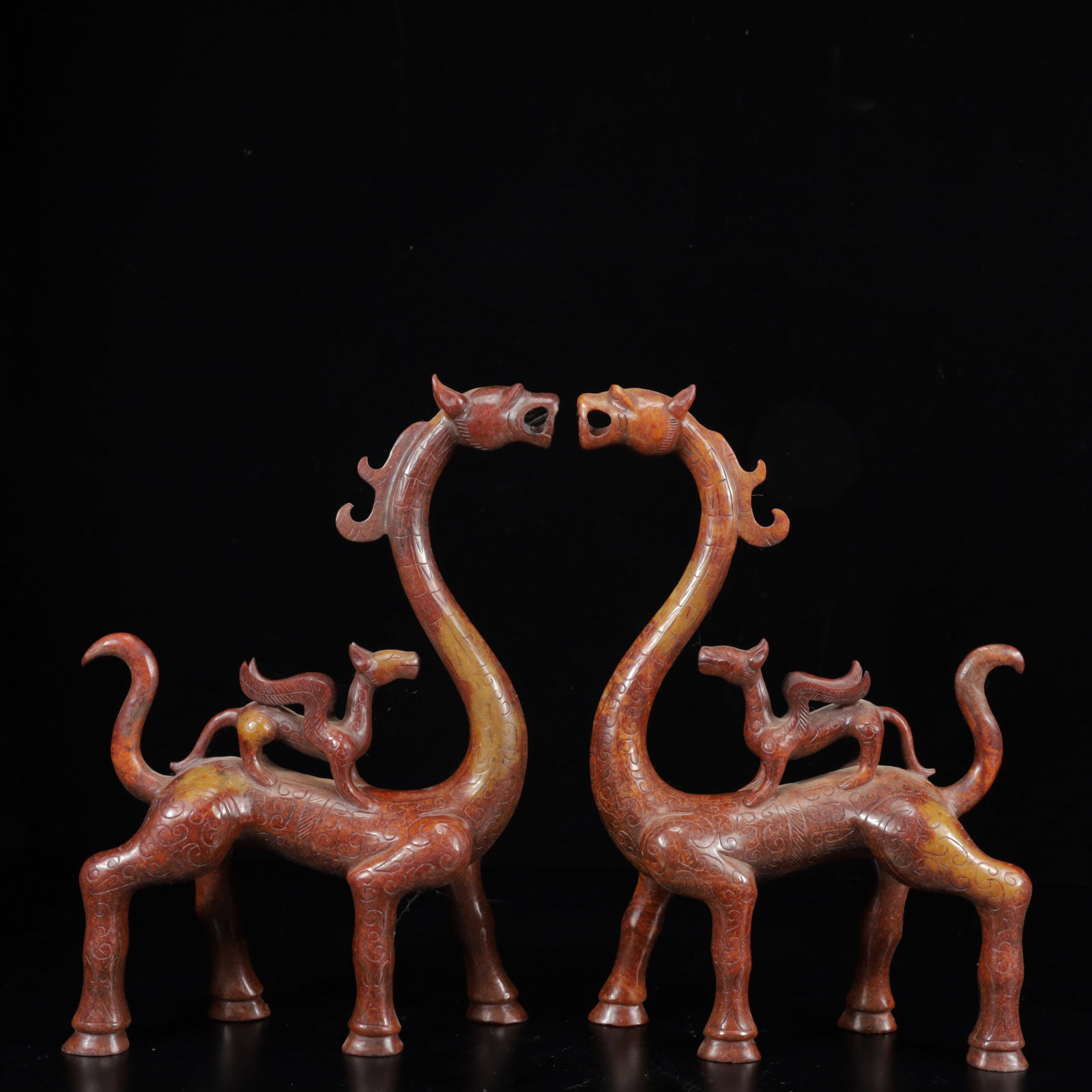 A Pair of Exquisite Yellow Jade Auspicious Beast Ornaments: A Pair of Exquisite Yellow Jade Auspicious Beast Ornaments,Qing Dynasty,China,Size:6.3inx2inx9.4in,Weight:1600g 一对黄玉瑞兽摆件,中国清