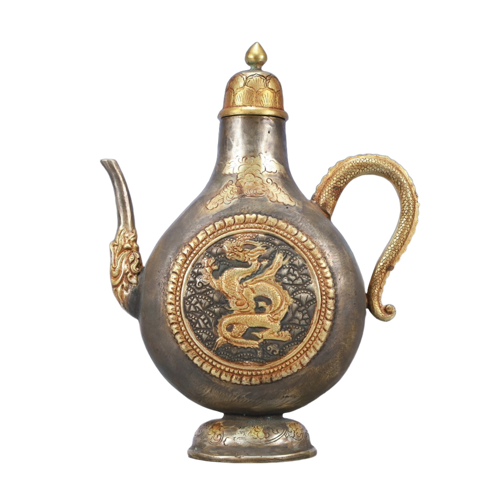 A Rare Gilt Silver Dragon Pattern Ewer (1 of 8)
