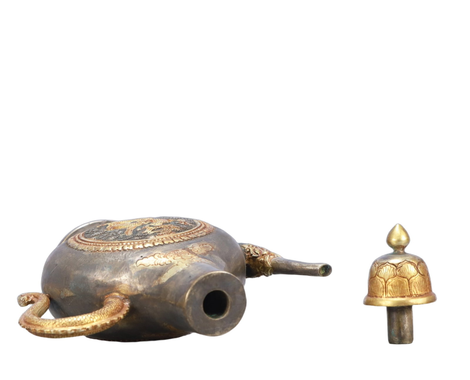 A Rare Gilt Silver Dragon Pattern Ewer - 7