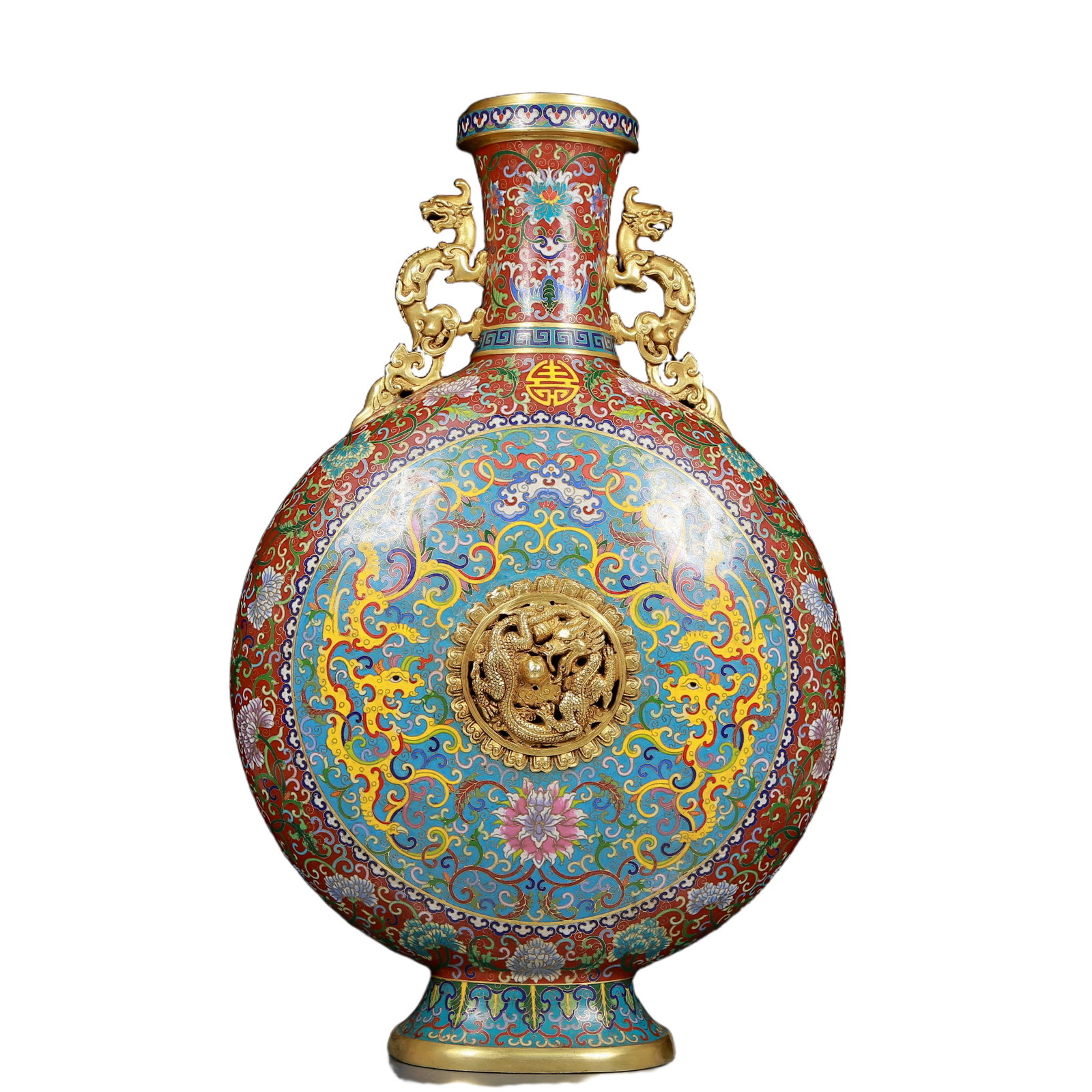 A Huge Cloisonne Dragon and Phoenix Pattern Double-Ears Vase (1 of 9)