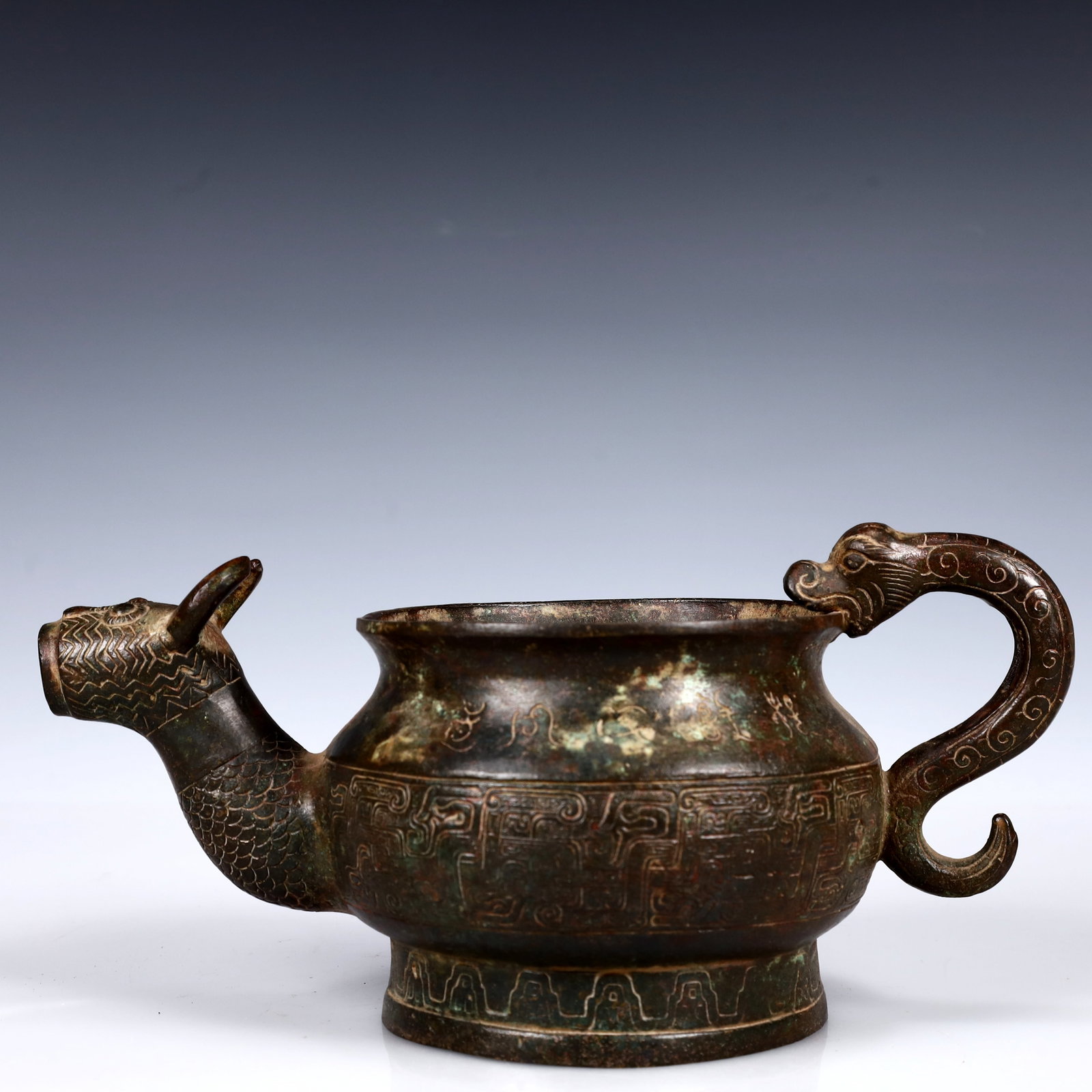A Rare Bronze Beast-Head Pot,With Inscription (1 of 12)