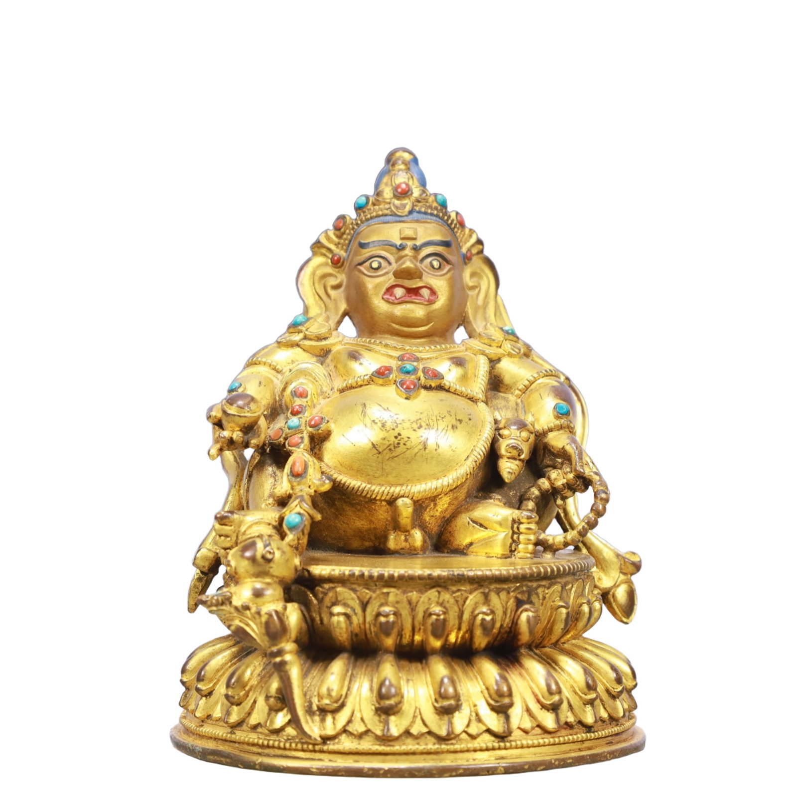 A Solemn Gilt Bronze Statue of Mammon: A Solemn Gilt Bronze Statue of Mammon,Ming Dynasty, China,Size:4.7inx6.1in Weight:1600g 铜鎏金财神像,中国明代
