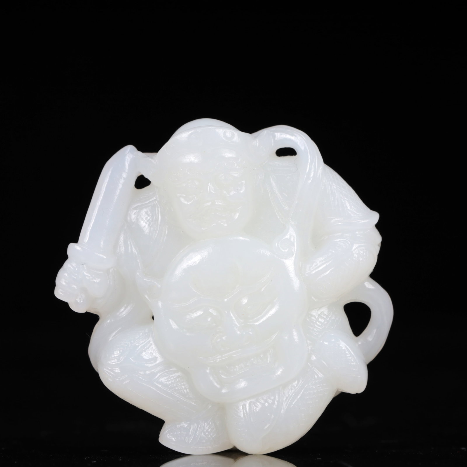 An Exquisite White Jade Figure Pendant: An Exquisite White Jade Figure Pendant,Qing Dynasty, China,Size:2inx0.4inx2in,Weight:46g 白玉人物挂件,中国清代